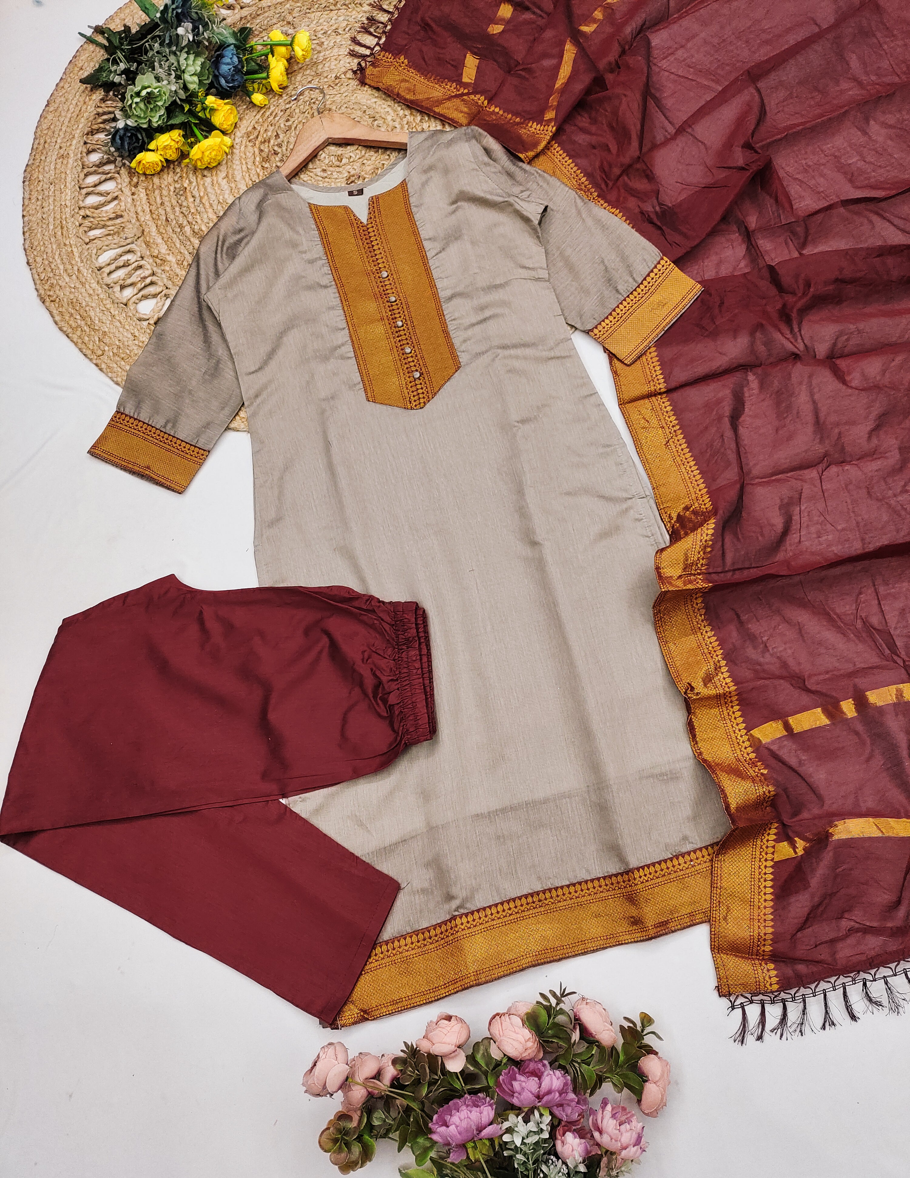 Temple Weave Kanchi Cotton Kurta Set