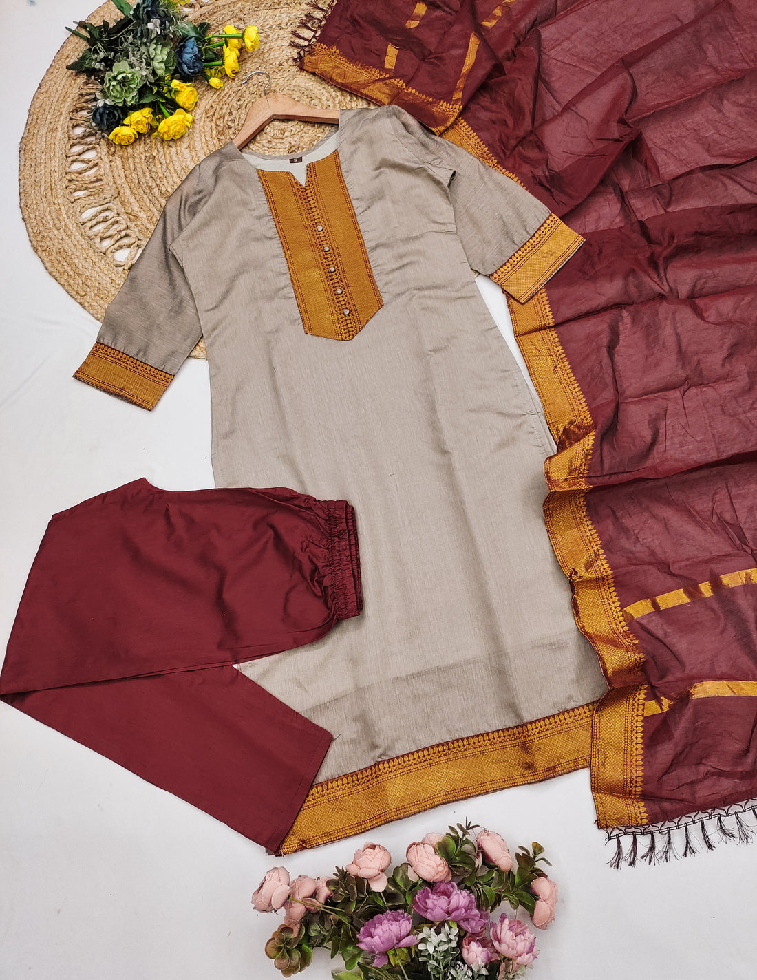 Temple Weave Kanchi Cotton Kurta Set