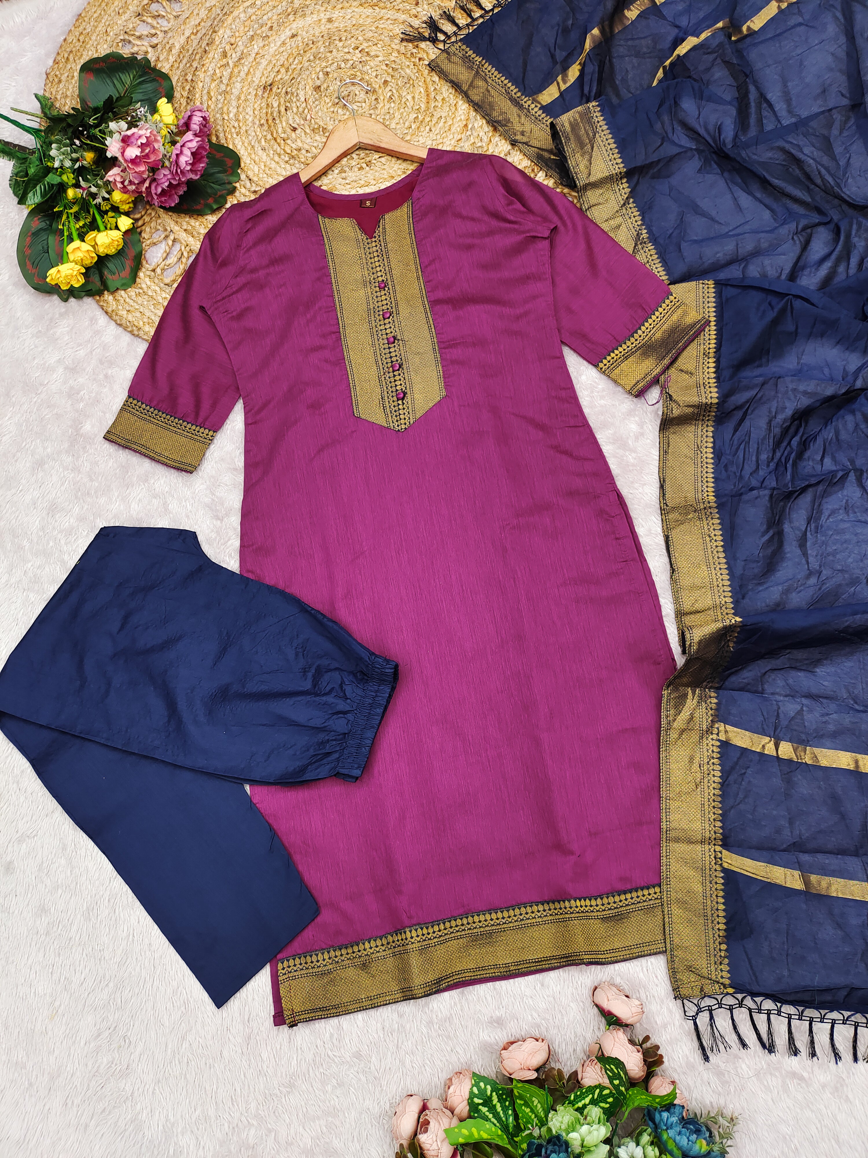 Temple Weave Kanchi Cotton Kurta Set