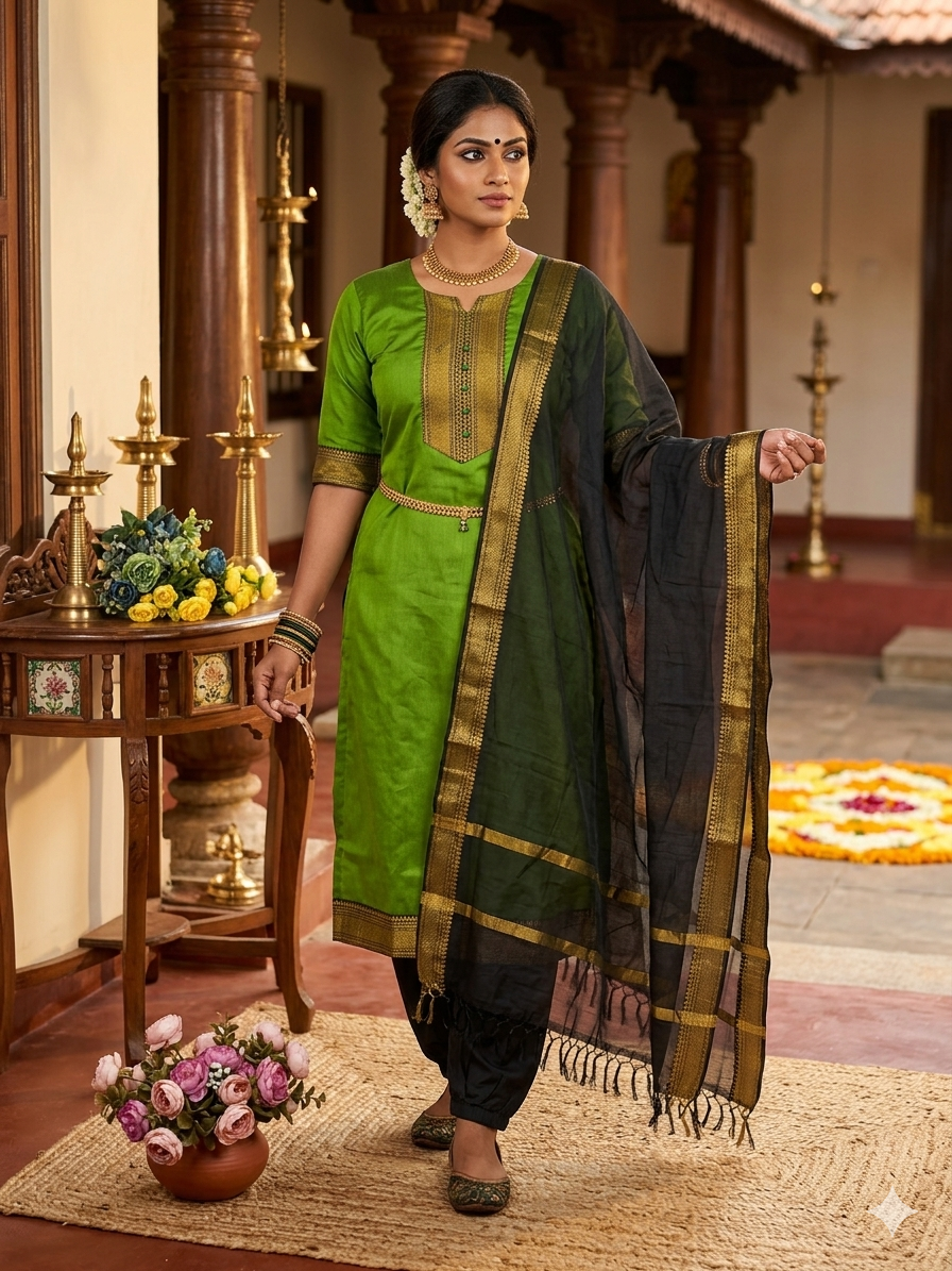 Temple Weave Kanchi Cotton Kurta Set