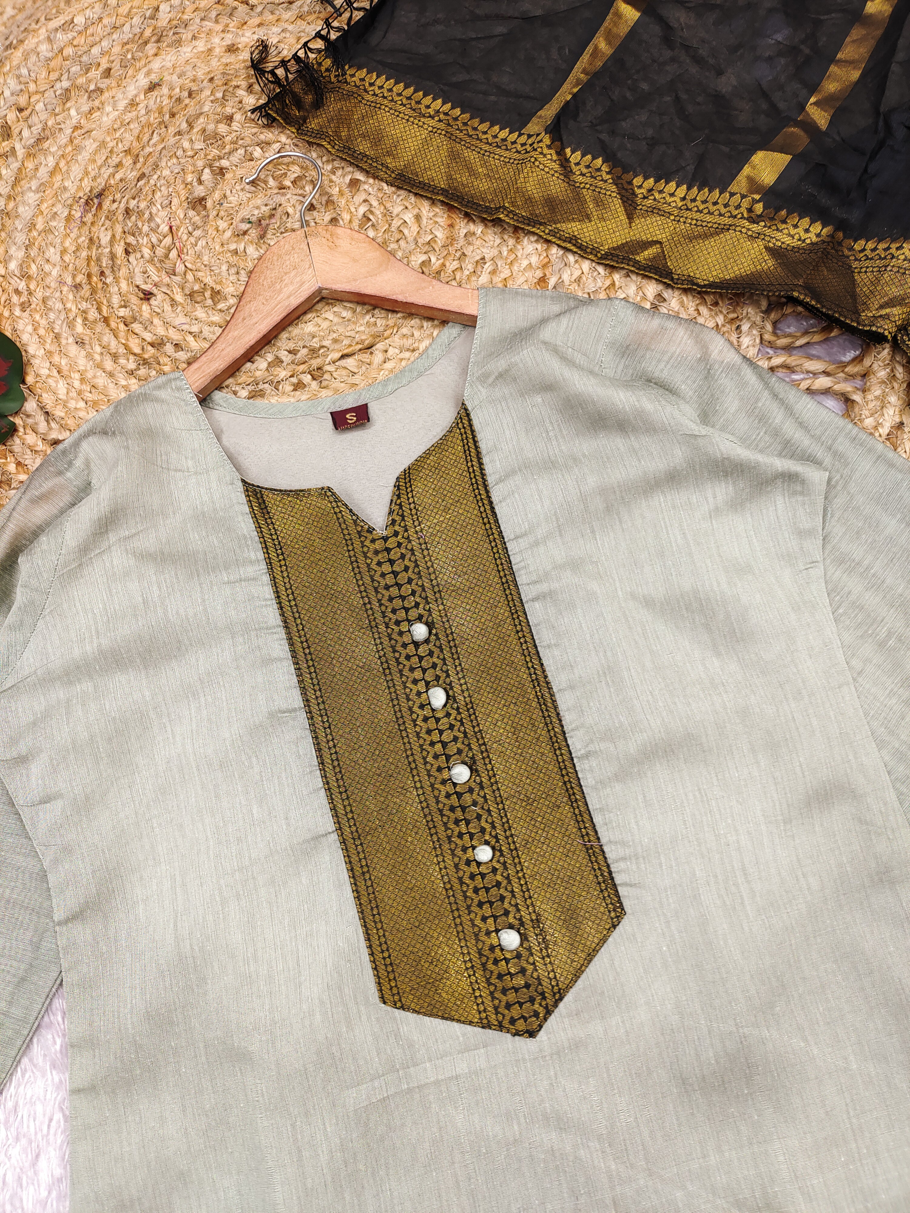 Temple Weave Kanchi Cotton Kurta Set