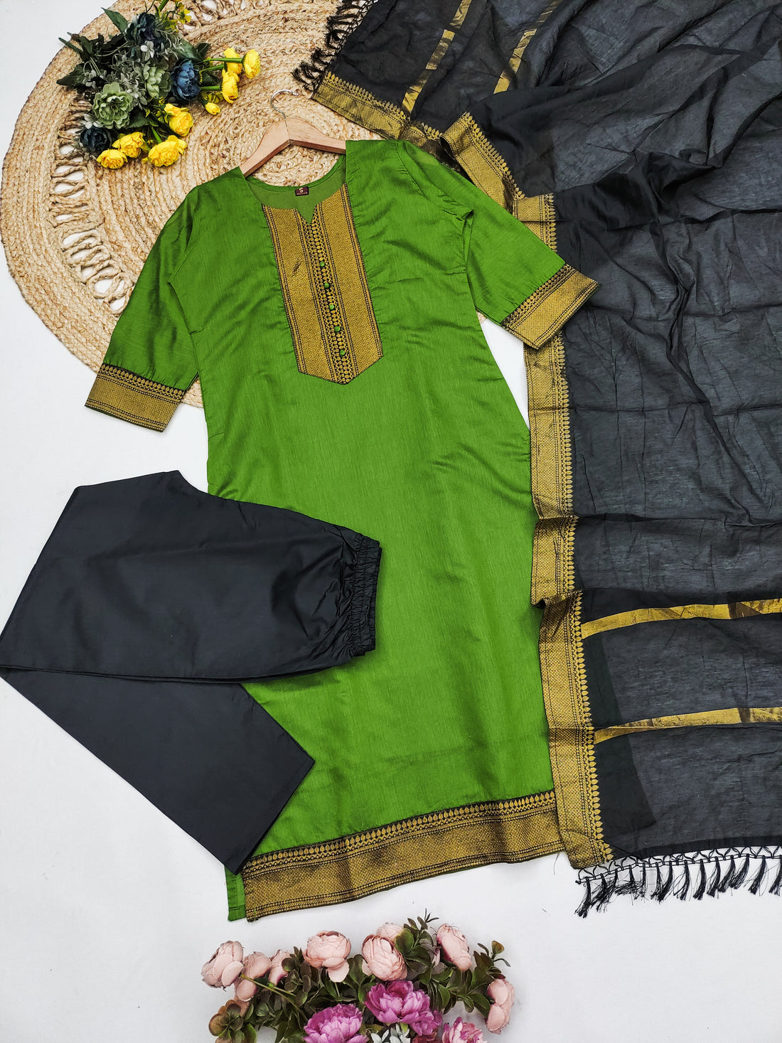 Temple Weave Kanchi Cotton Kurta Set