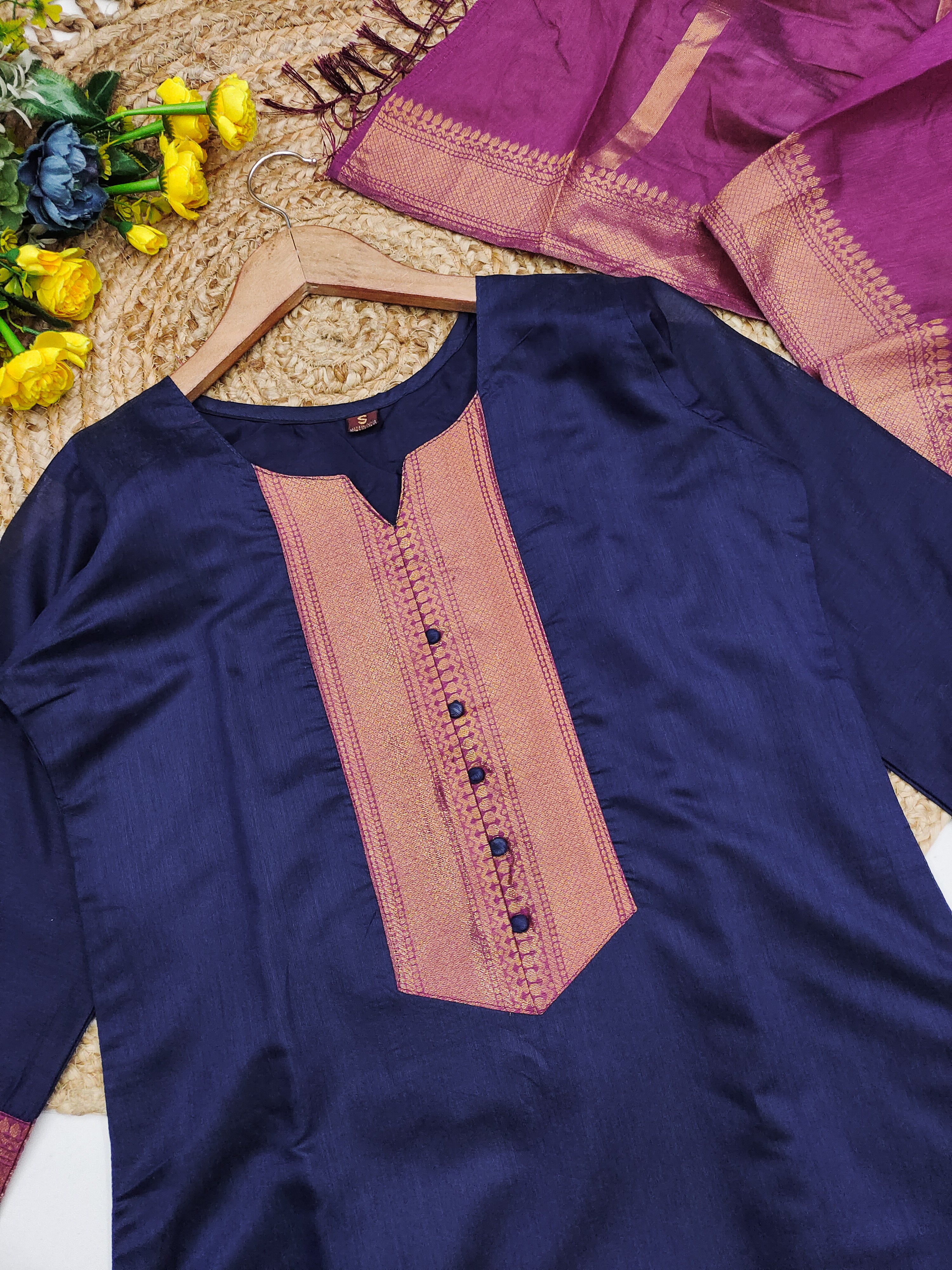 Temple Weave Kanchi Cotton Kurta Set