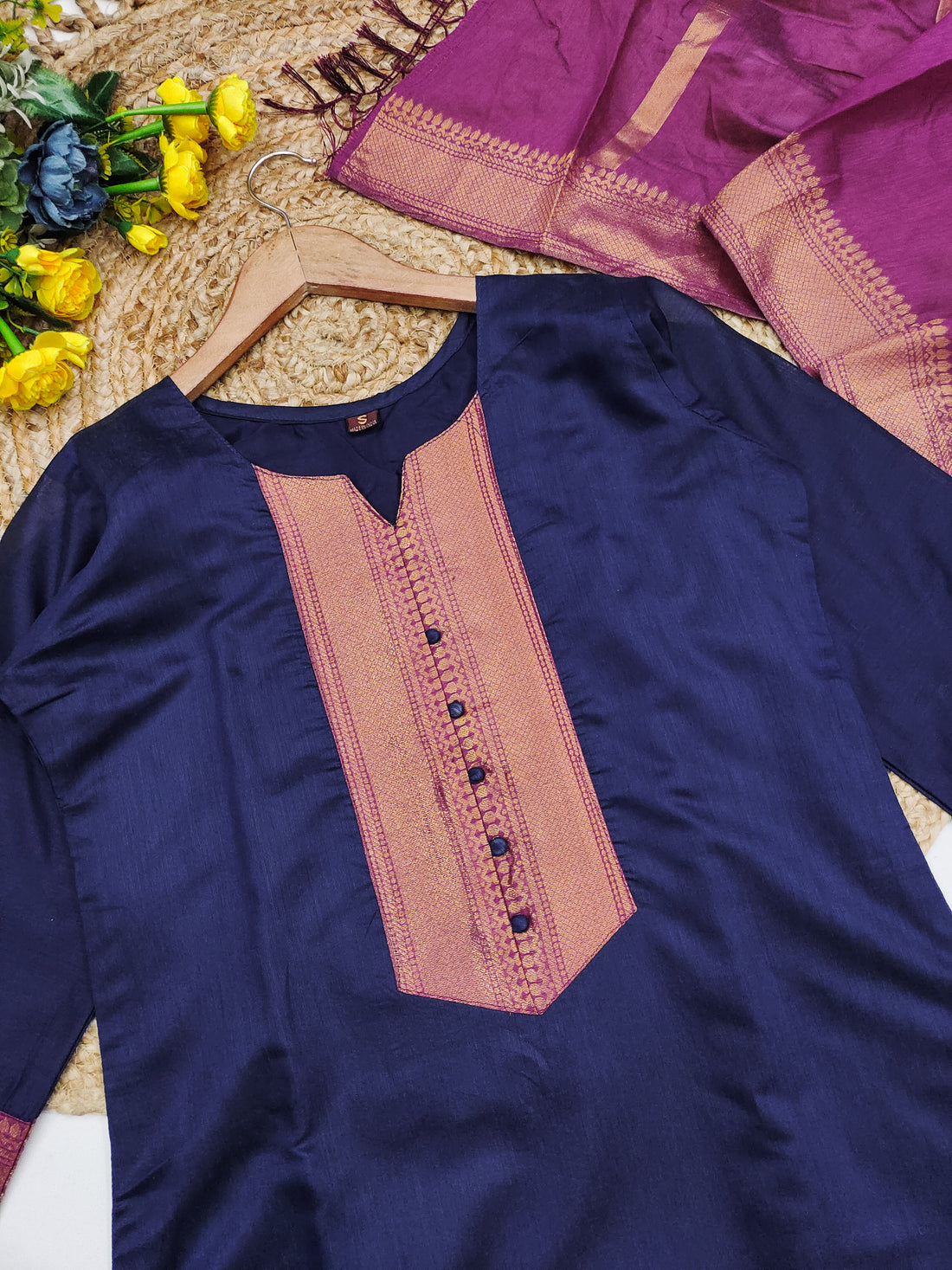 Temple Weave Kanchi Cotton Kurta Set