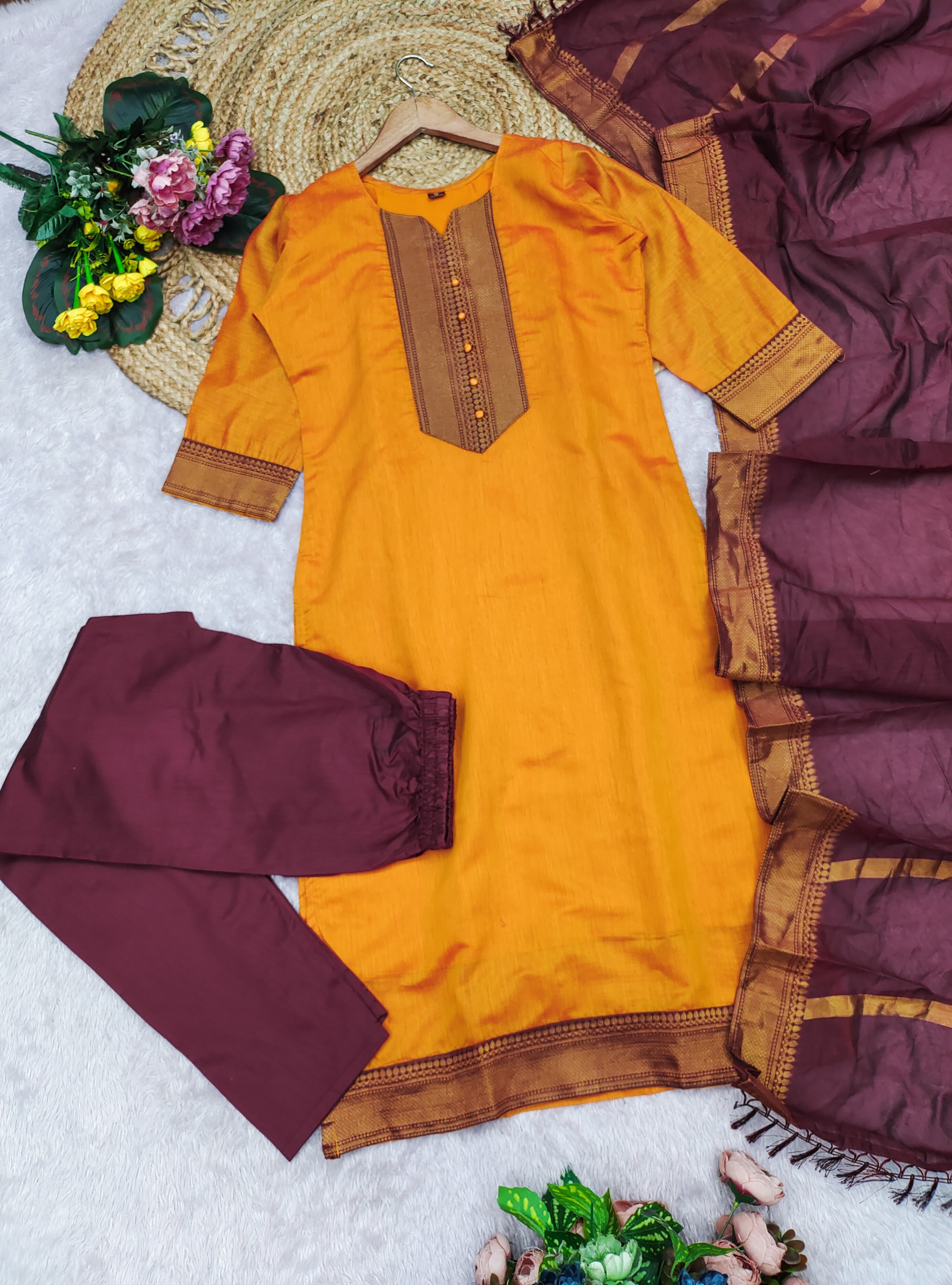 Temple Weave Kanchi Cotton Kurta Set