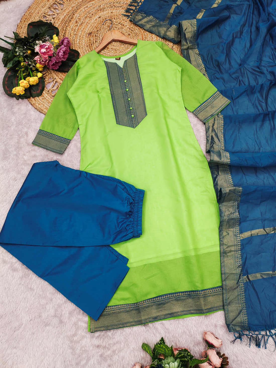 Temple Weave Kanchi Cotton Kurta Set