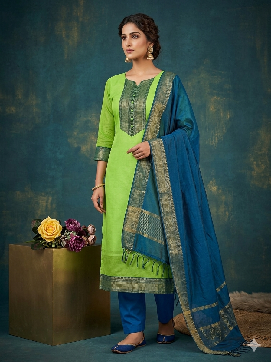 Temple Weave Kanchi Cotton Kurta Set