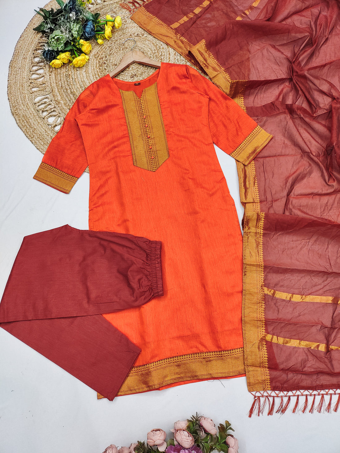 Temple Weave Kanchi Cotton Kurta Set