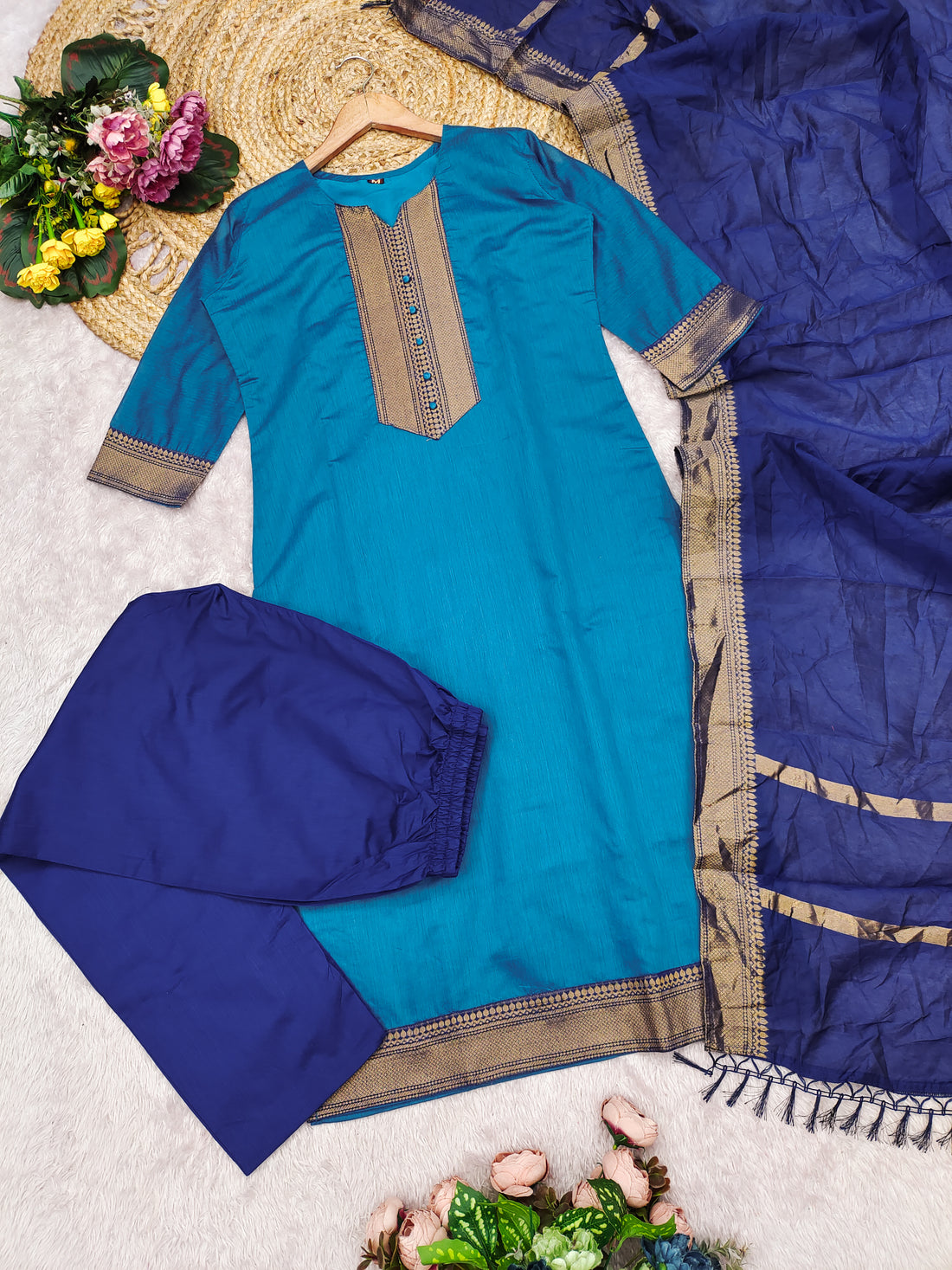 Temple Weave Kanchi Cotton Kurta Set