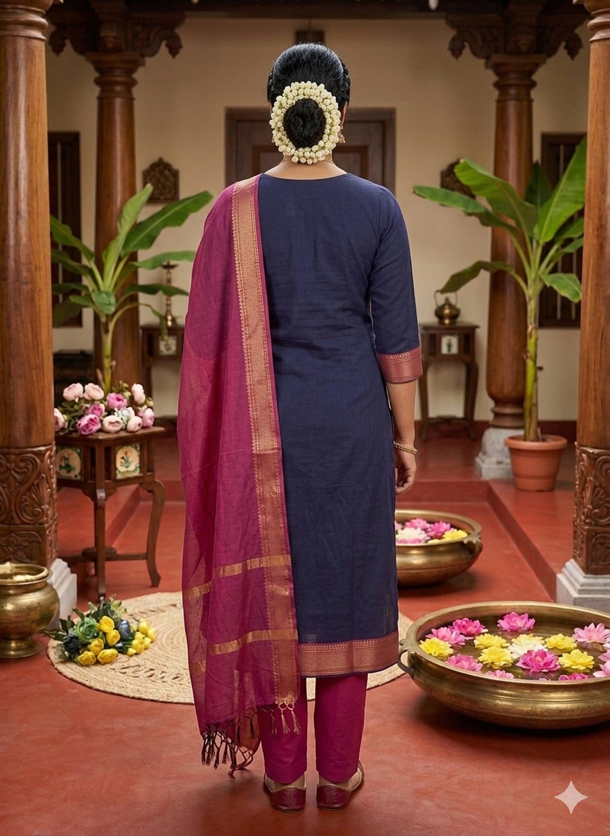 Temple Weave Kanchi Cotton Kurta Set