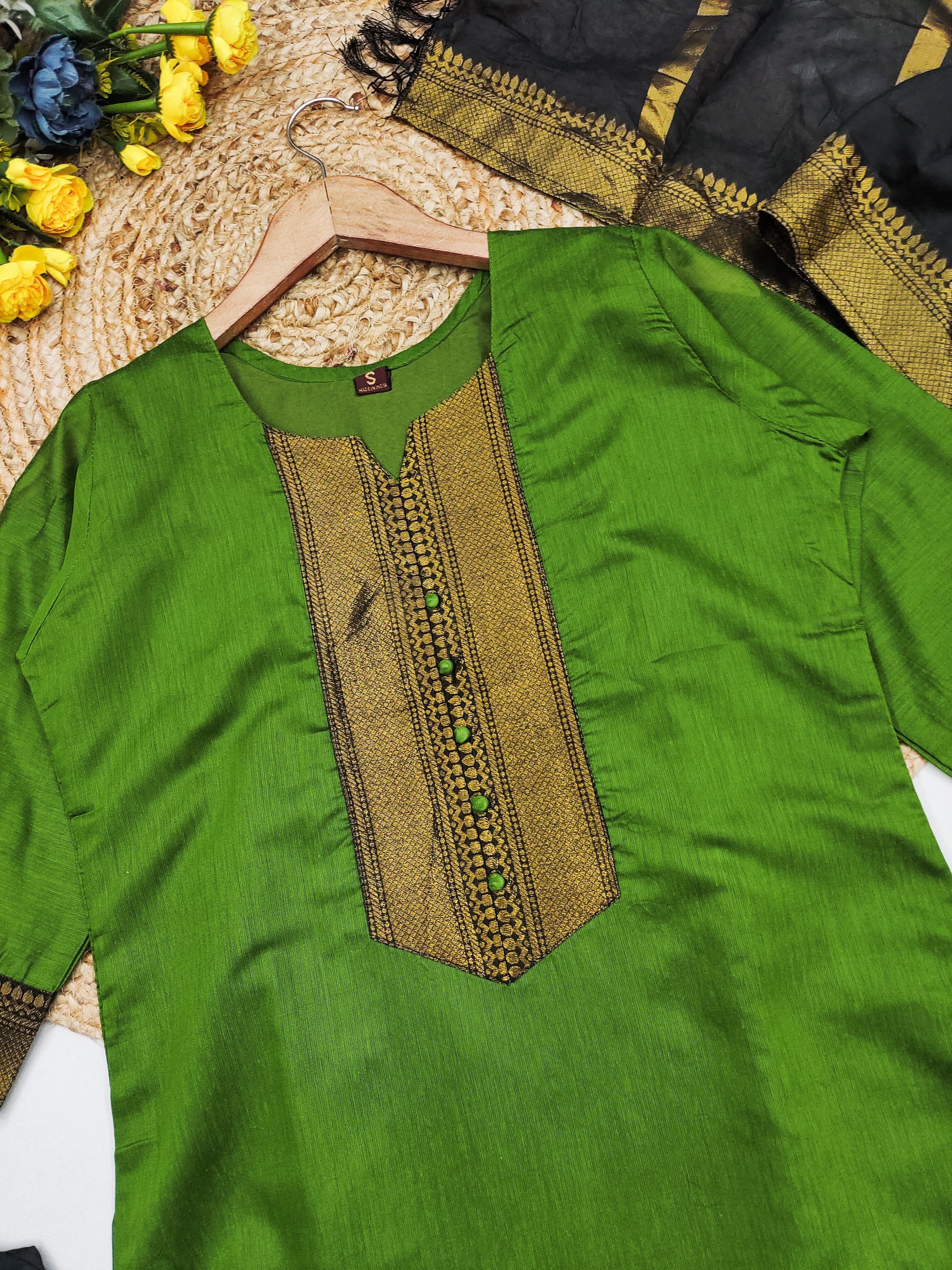 Temple Weave Kanchi Cotton Kurta Set