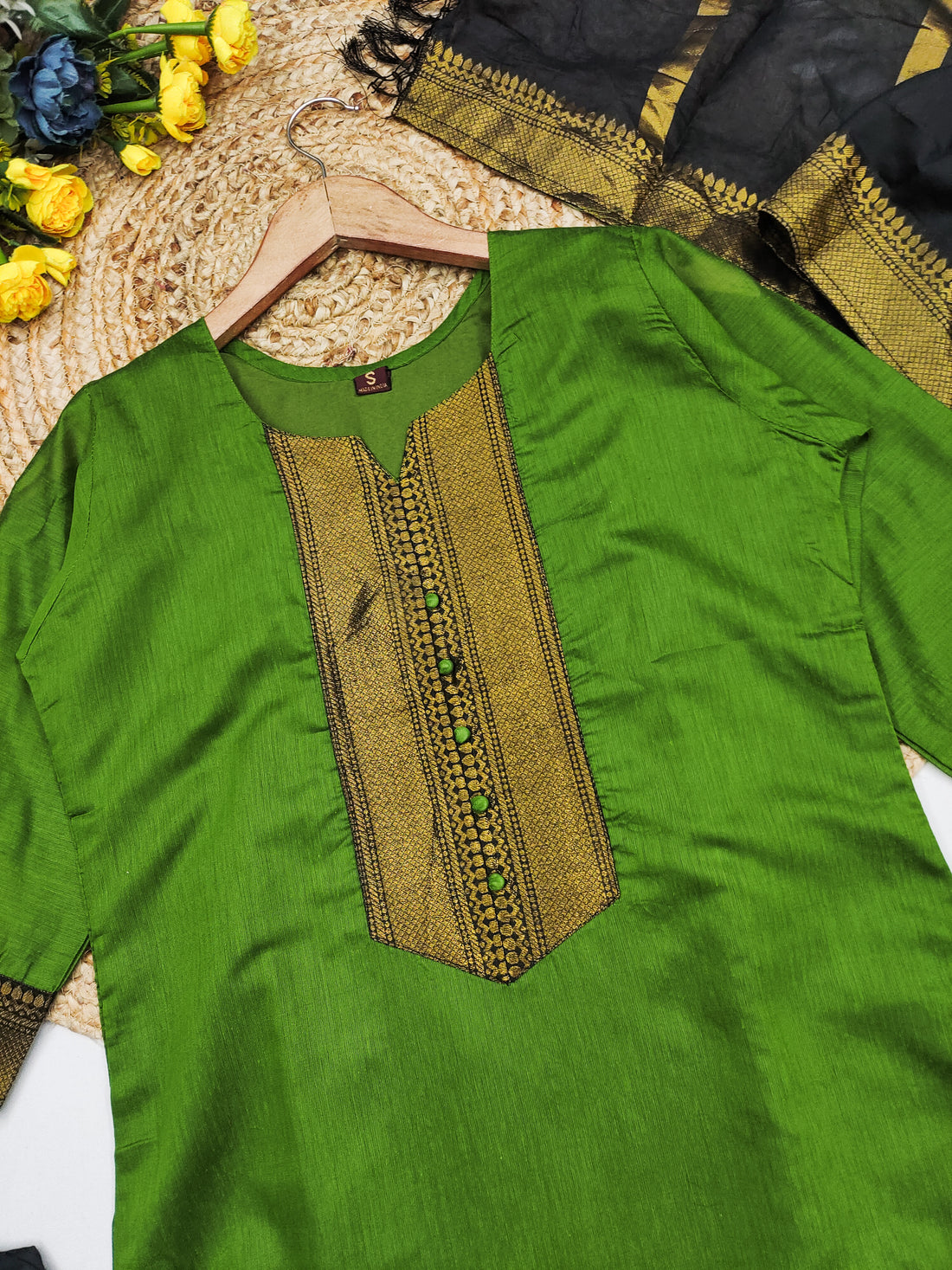 Temple Weave Kanchi Cotton Kurta Set