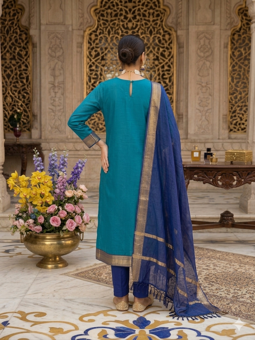 Temple Weave Kanchi Cotton Kurta Set