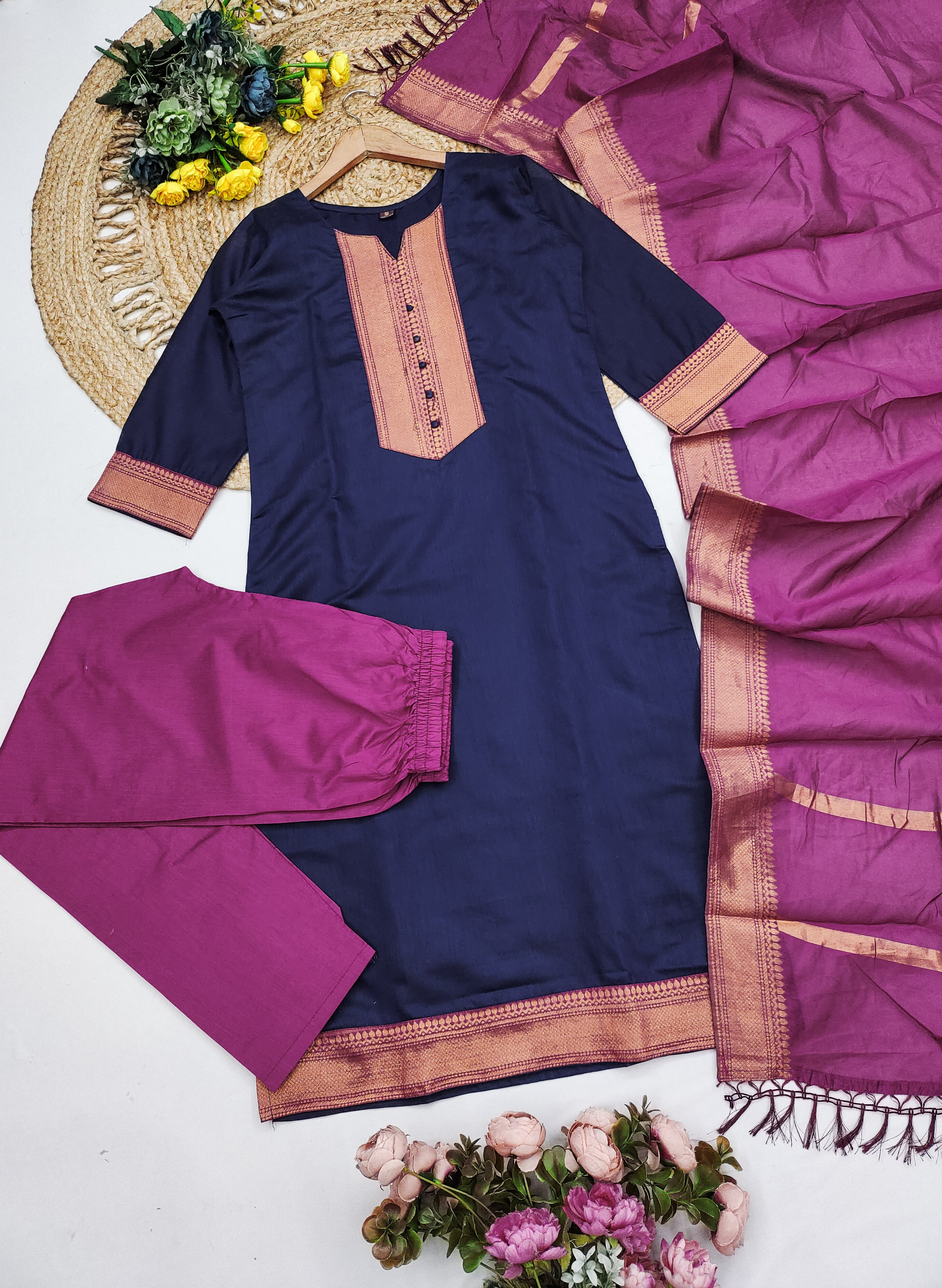 Temple Weave Kanchi Cotton Kurta Set