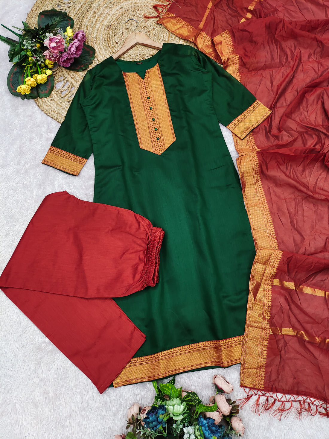 Temple Weave Kanchi Cotton Kurta Set