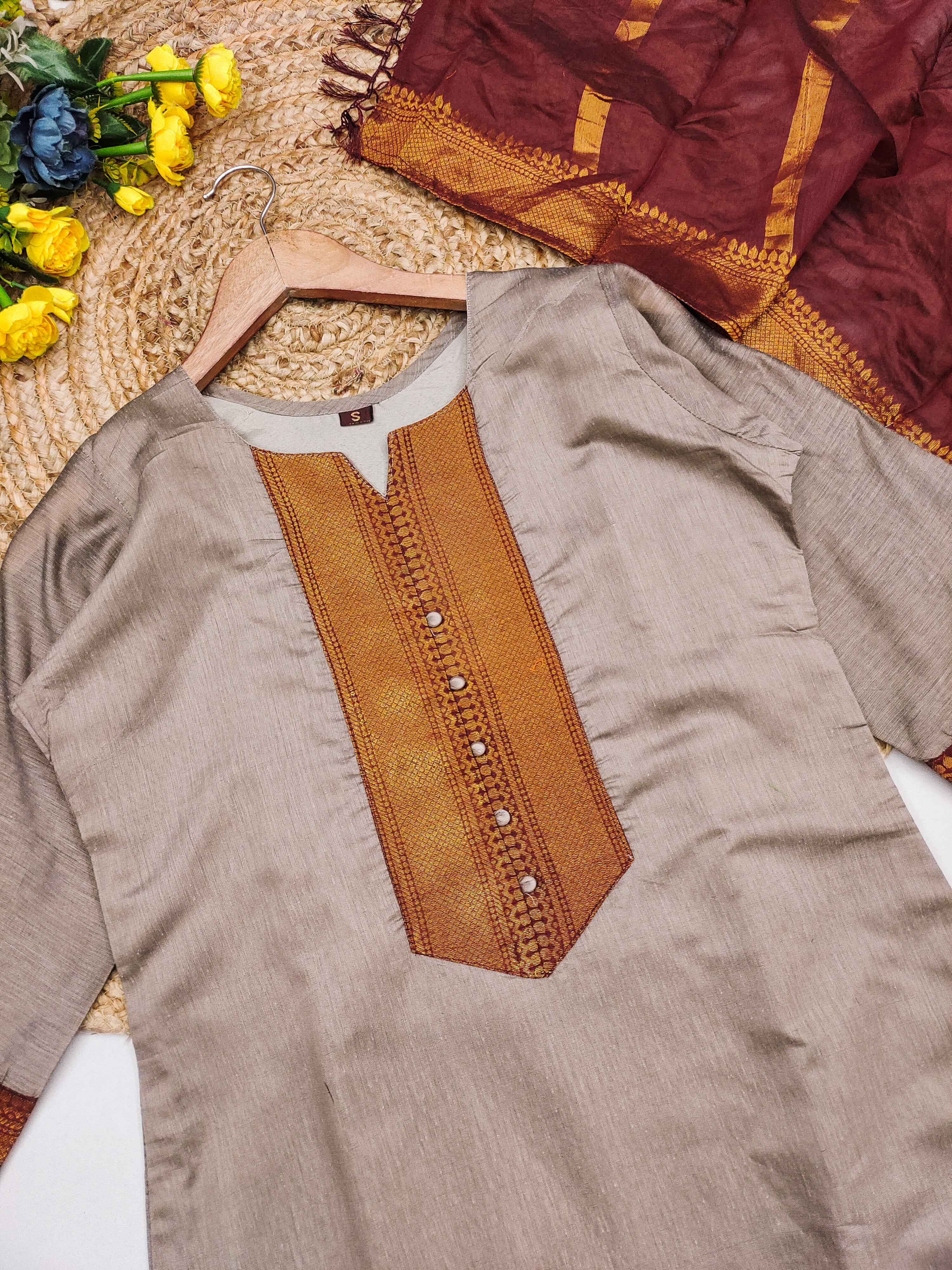 Temple Weave Kanchi Cotton Kurta Set