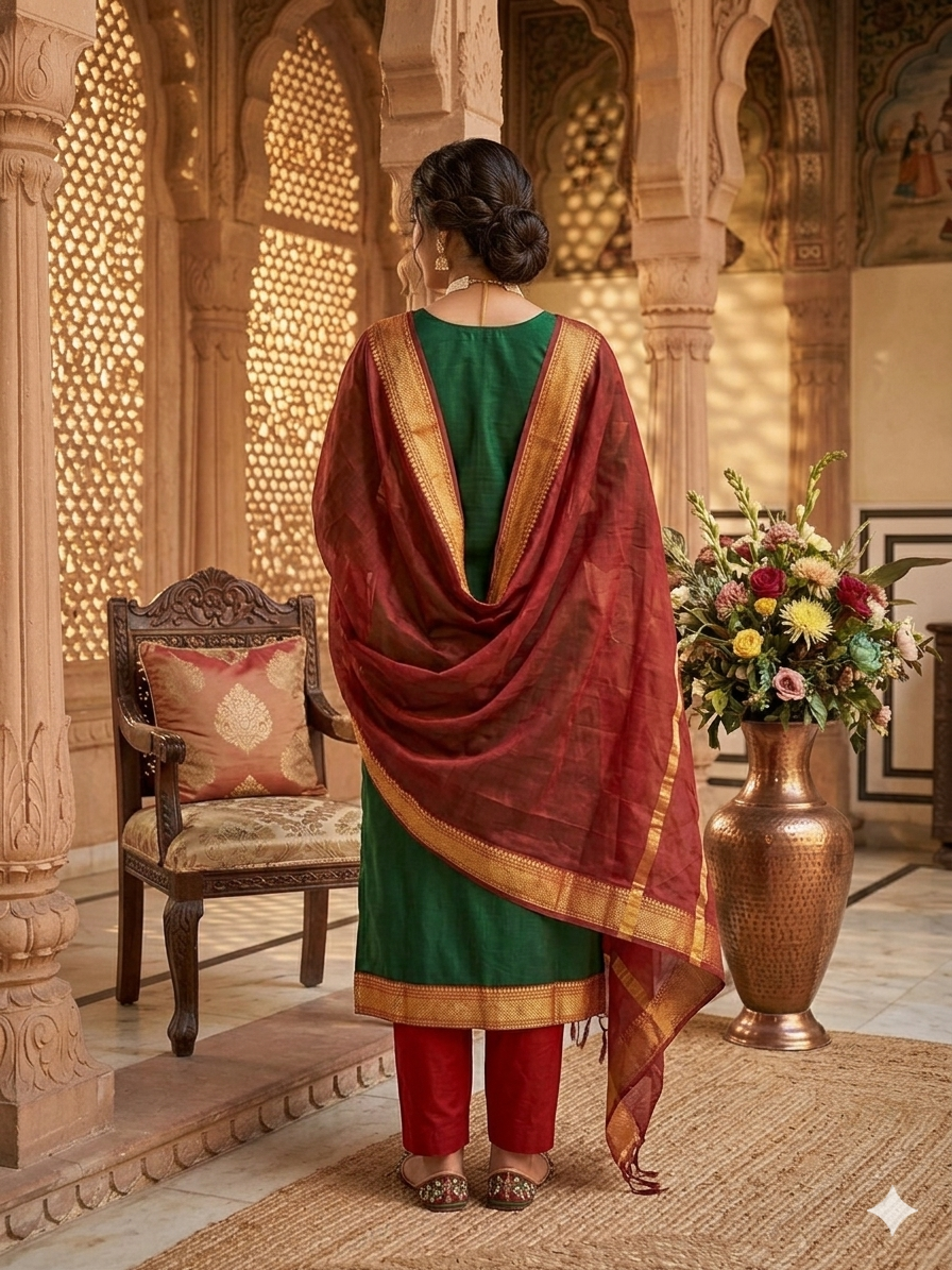 Temple Weave Kanchi Cotton Kurta Set