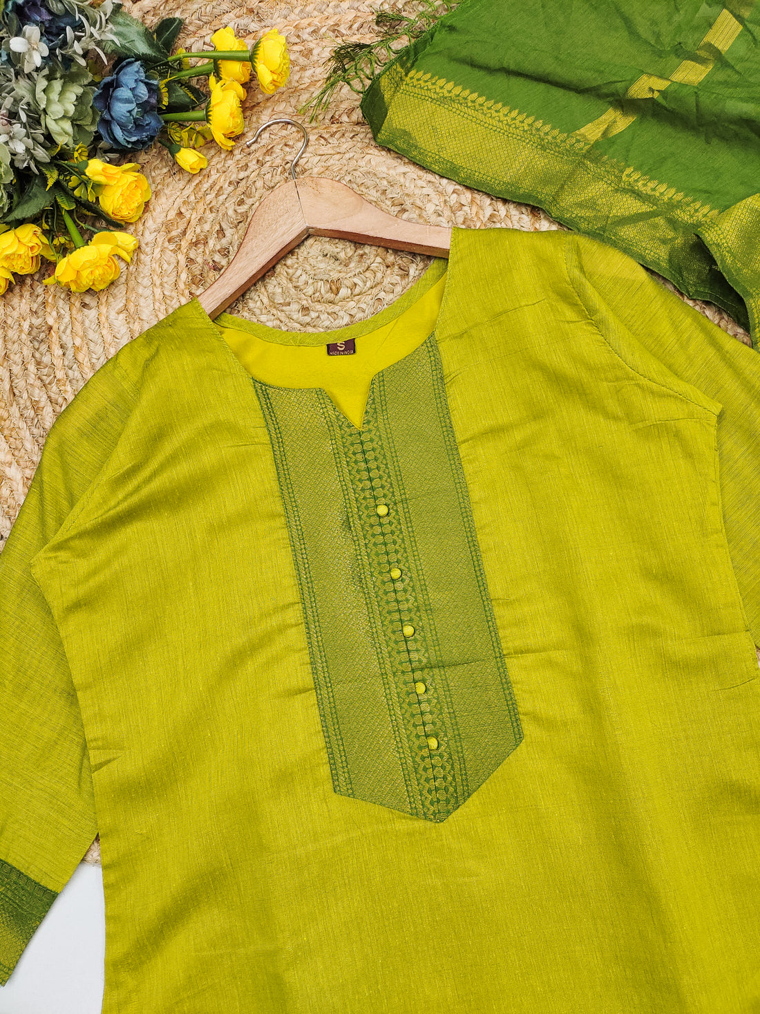 Temple Weave Kanchi Cotton Kurta Set