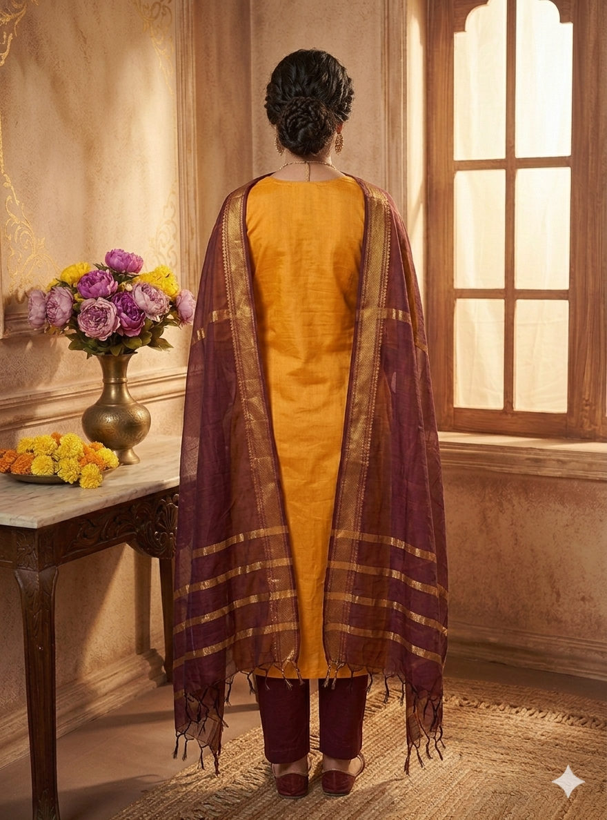 Temple Weave Kanchi Cotton Kurta Set