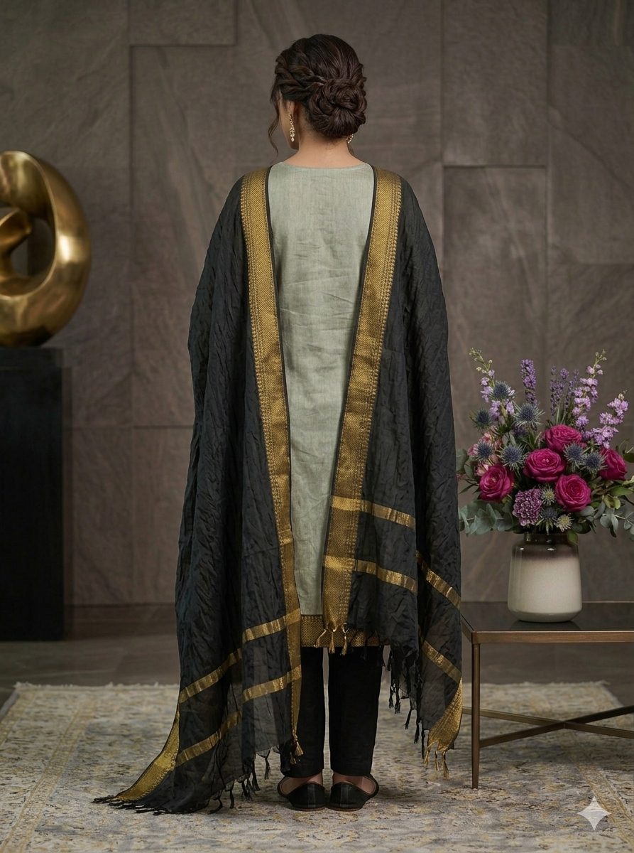 Temple Weave Kanchi Cotton Kurta Set