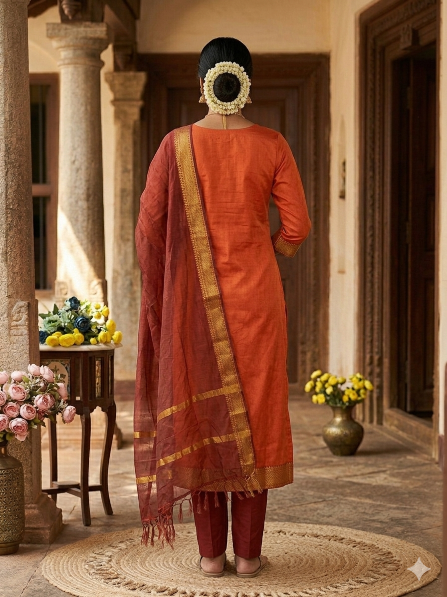 Temple Weave Kanchi Cotton Kurta Set