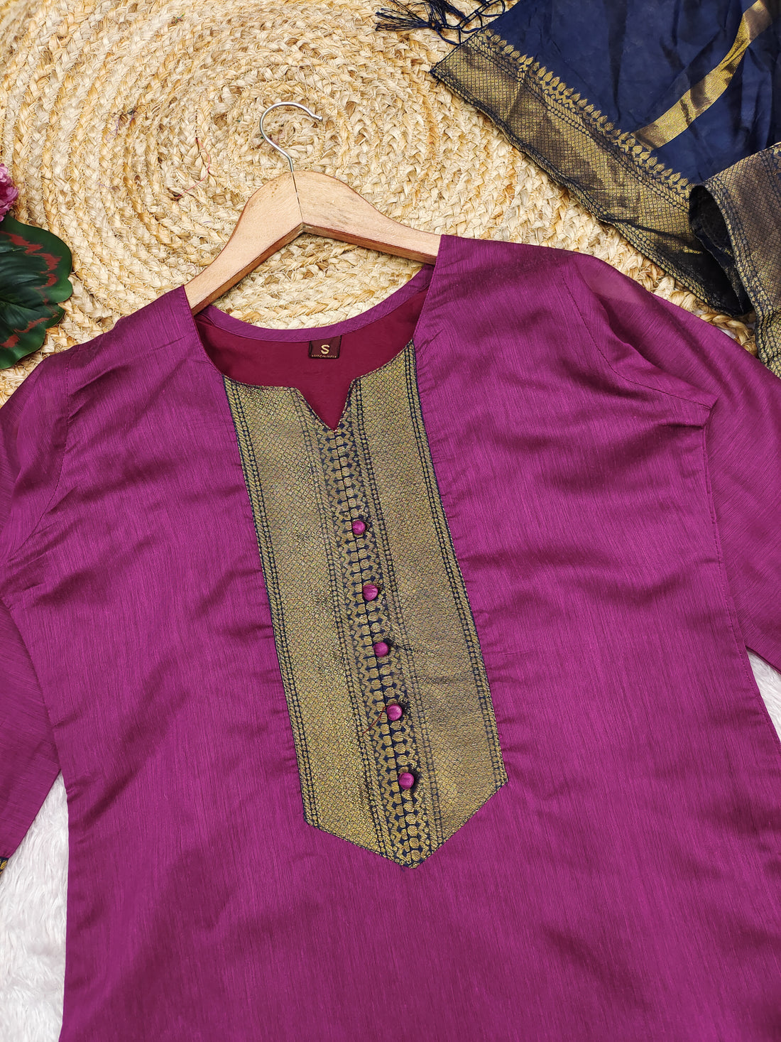 Temple Weave Kanchi Cotton Kurta Set
