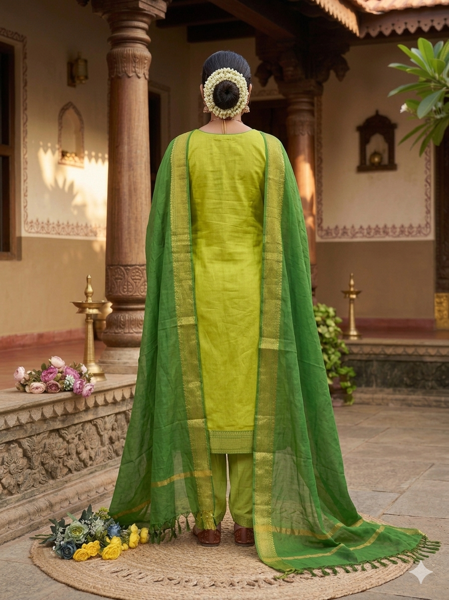 Temple Weave Kanchi Cotton Kurta Set