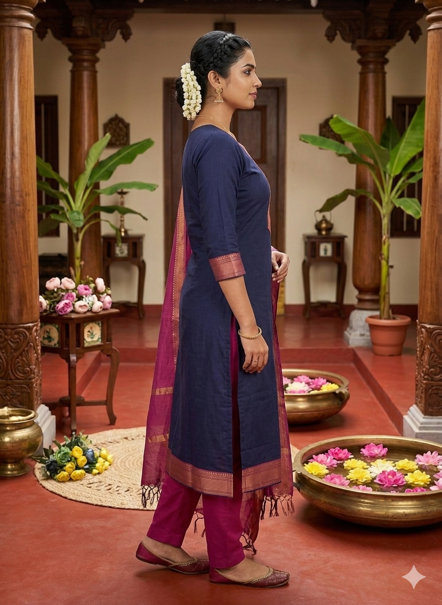 Temple Weave Kanchi Cotton Kurta Set