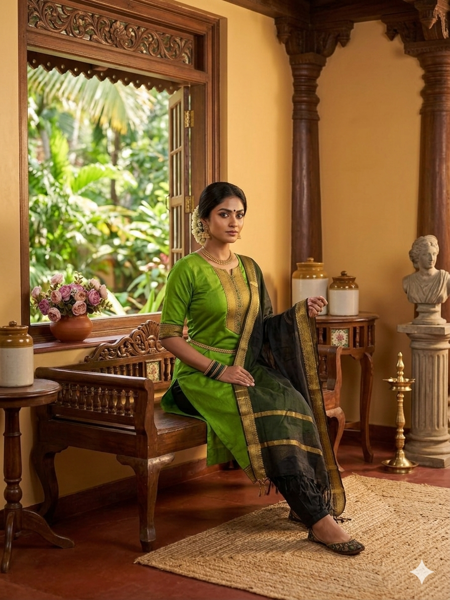 Temple Weave Kanchi Cotton Kurta Set
