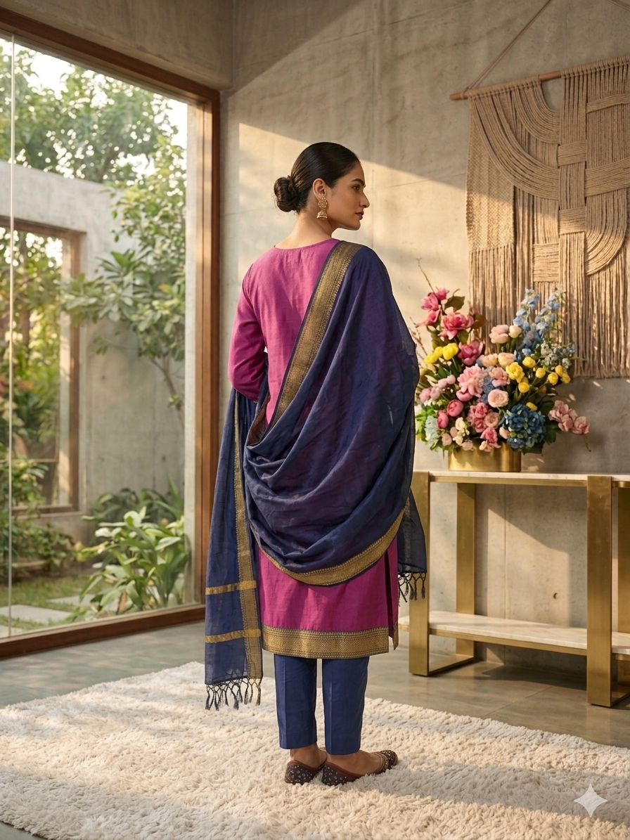 Temple Weave Kanchi Cotton Kurta Set