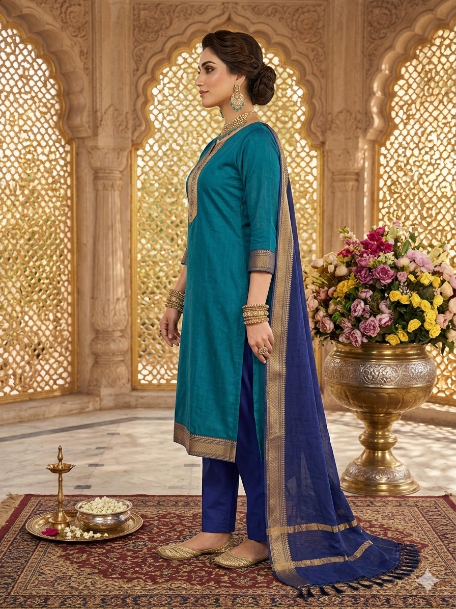 Temple Weave Kanchi Cotton Kurta Set