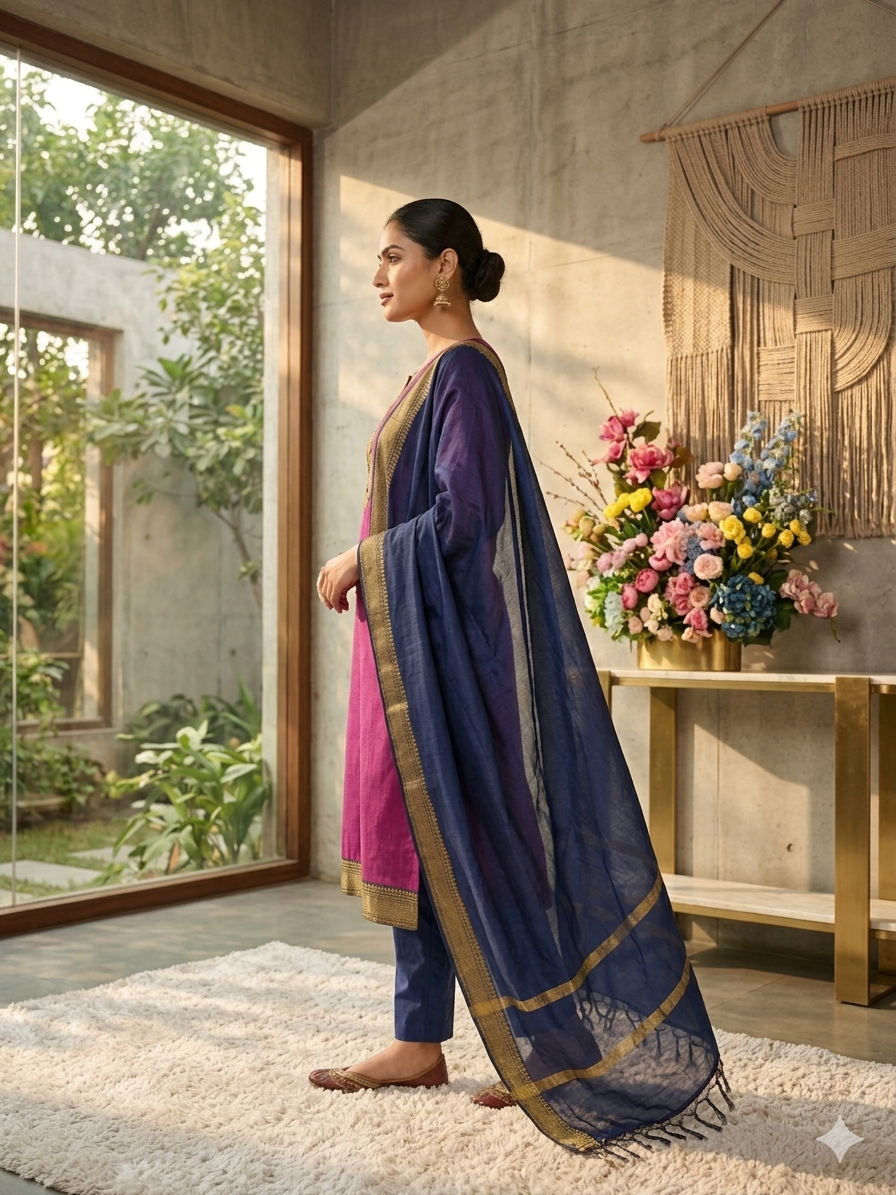 Temple Weave Kanchi Cotton Kurta Set