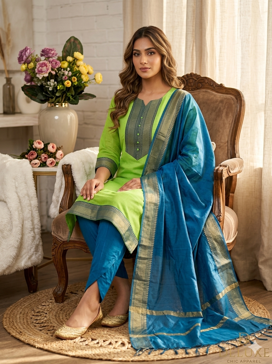 Temple Weave Kanchi Cotton Kurta Set