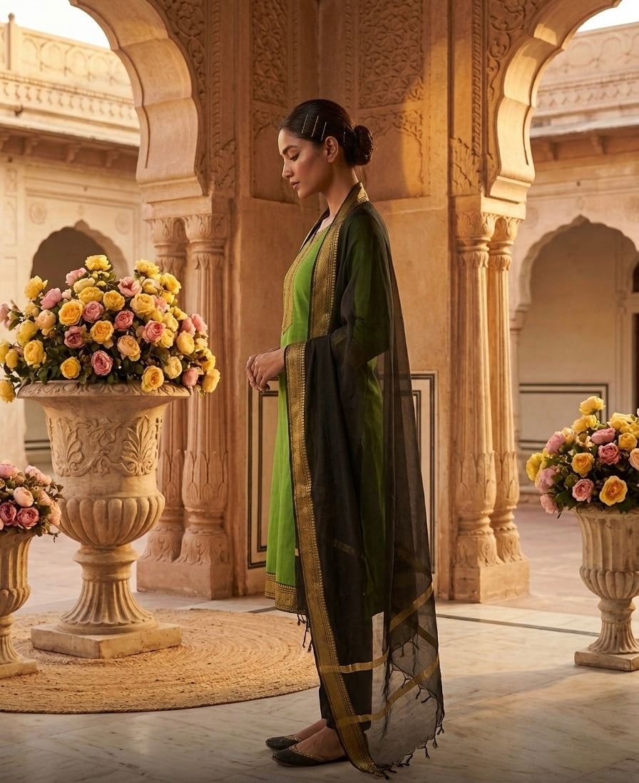 Temple Weave Kanchi Cotton Kurta Set