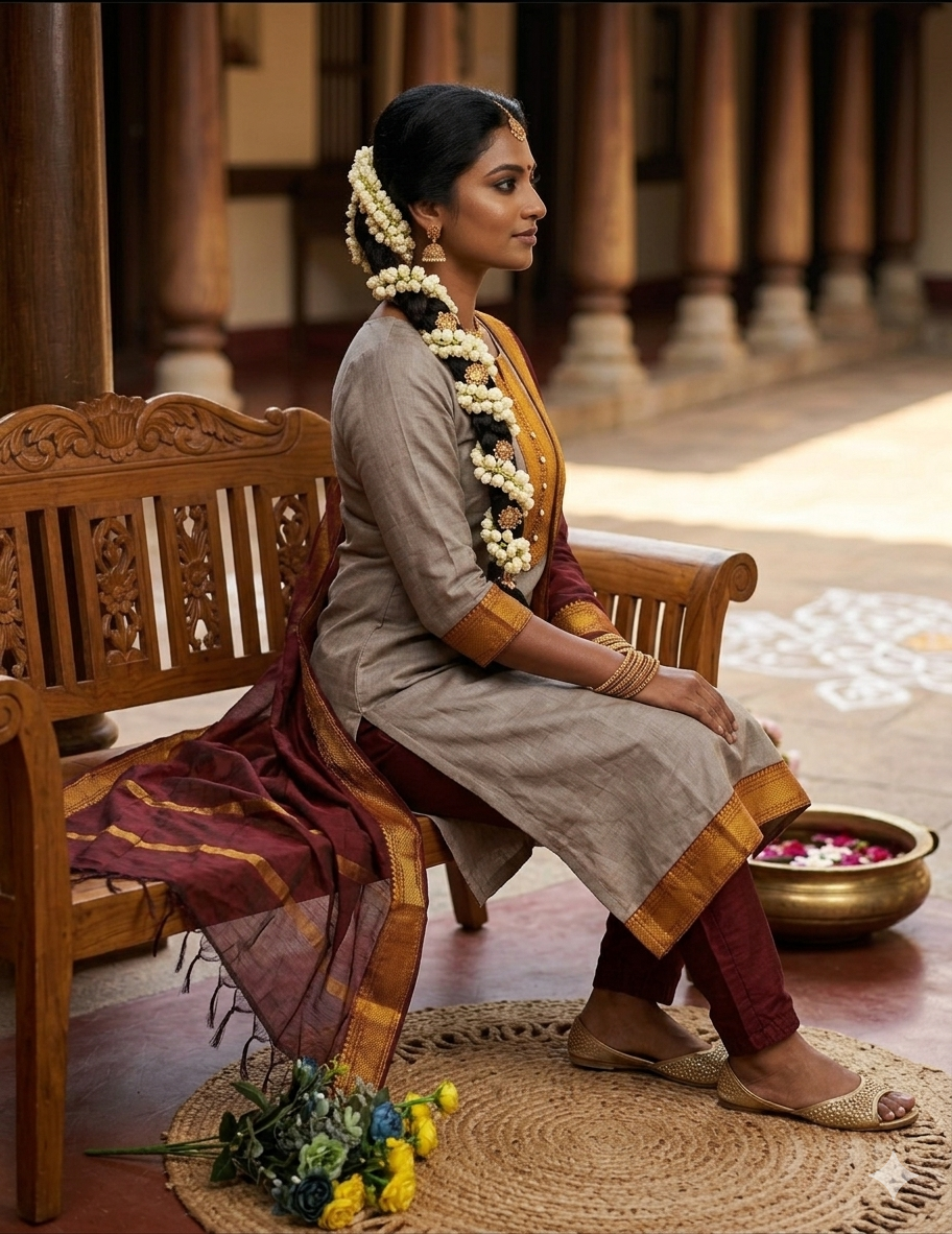 Temple Weave Kanchi Cotton Kurta Set