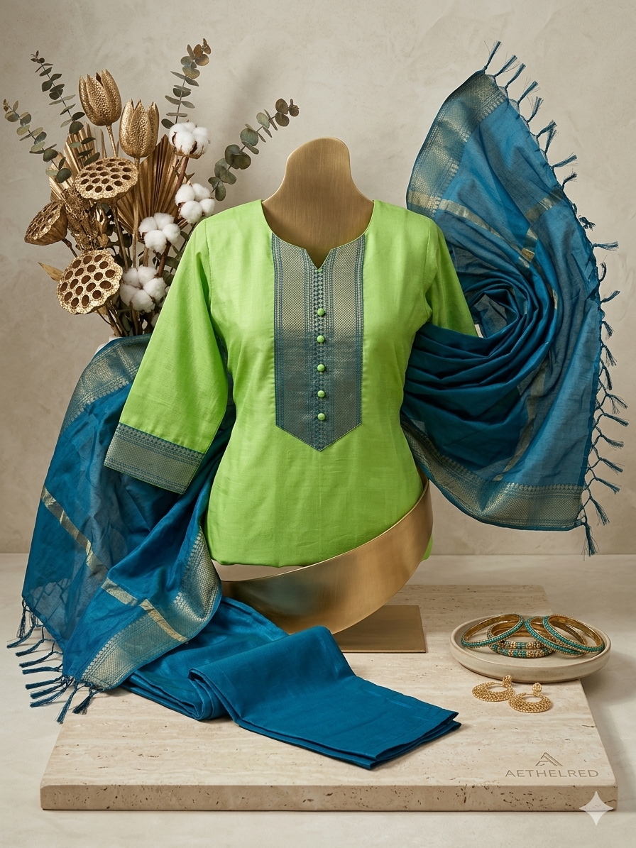 Temple Weave Kanchi Cotton Kurta Set