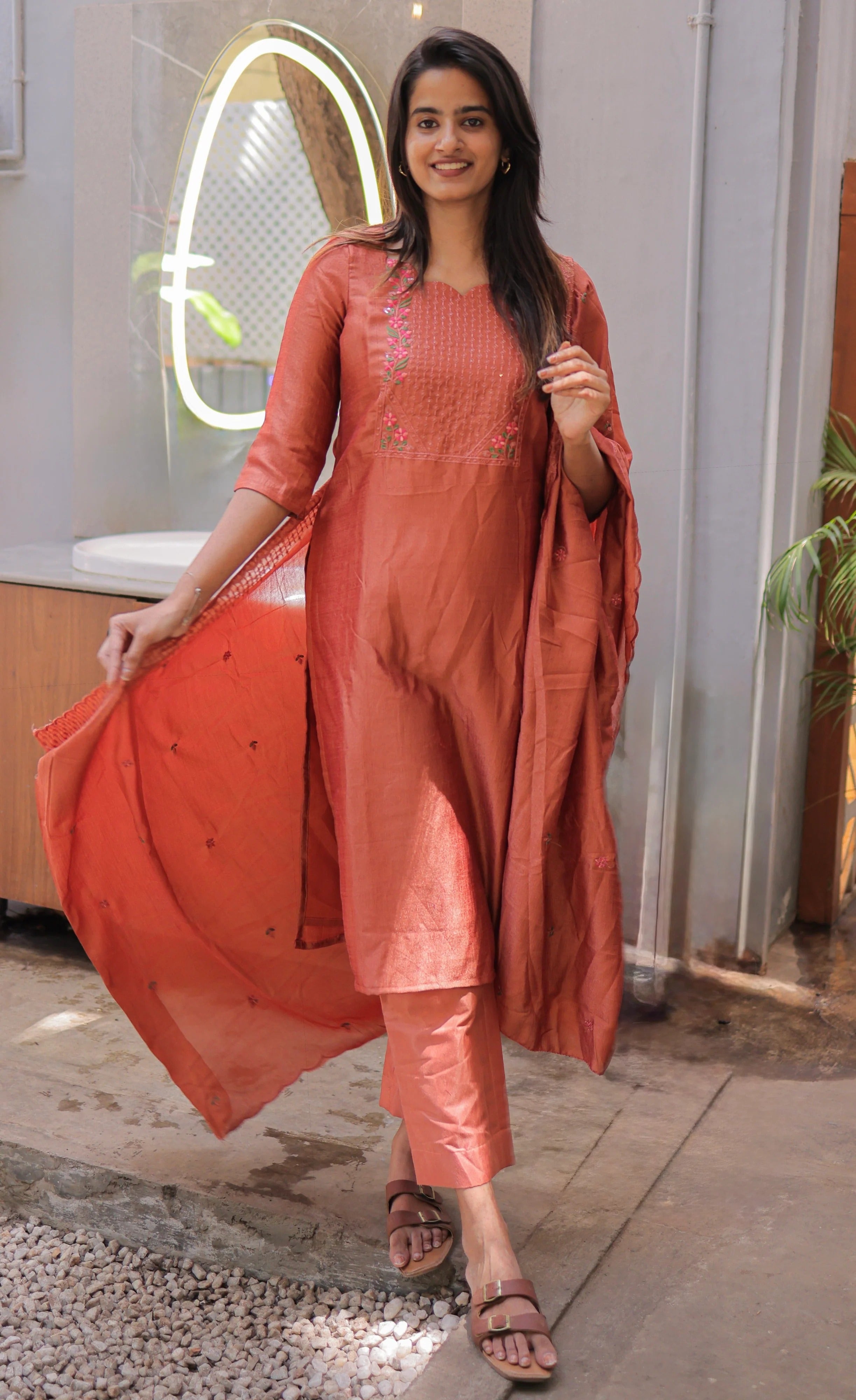 Nakashatra Embroidered Cotton Suit Set