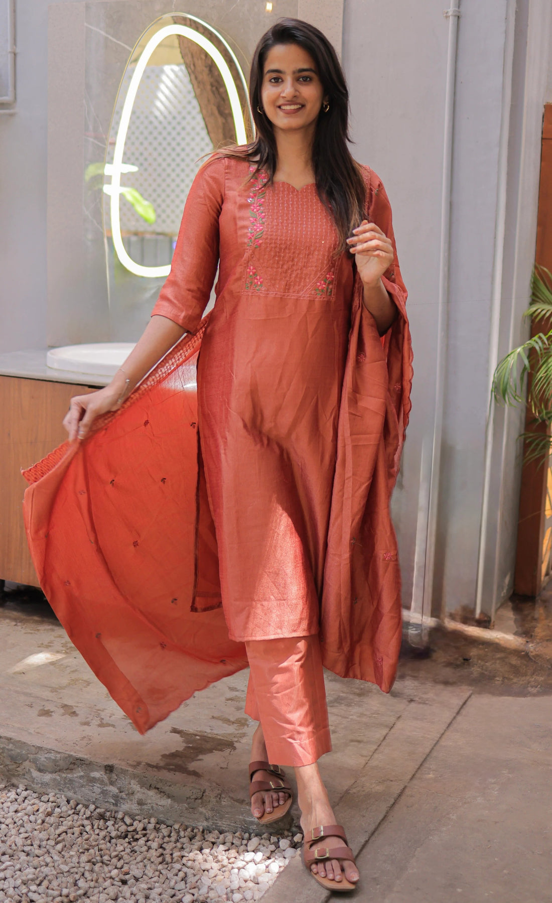 Nakashatra Embroidered Cotton Suit Set