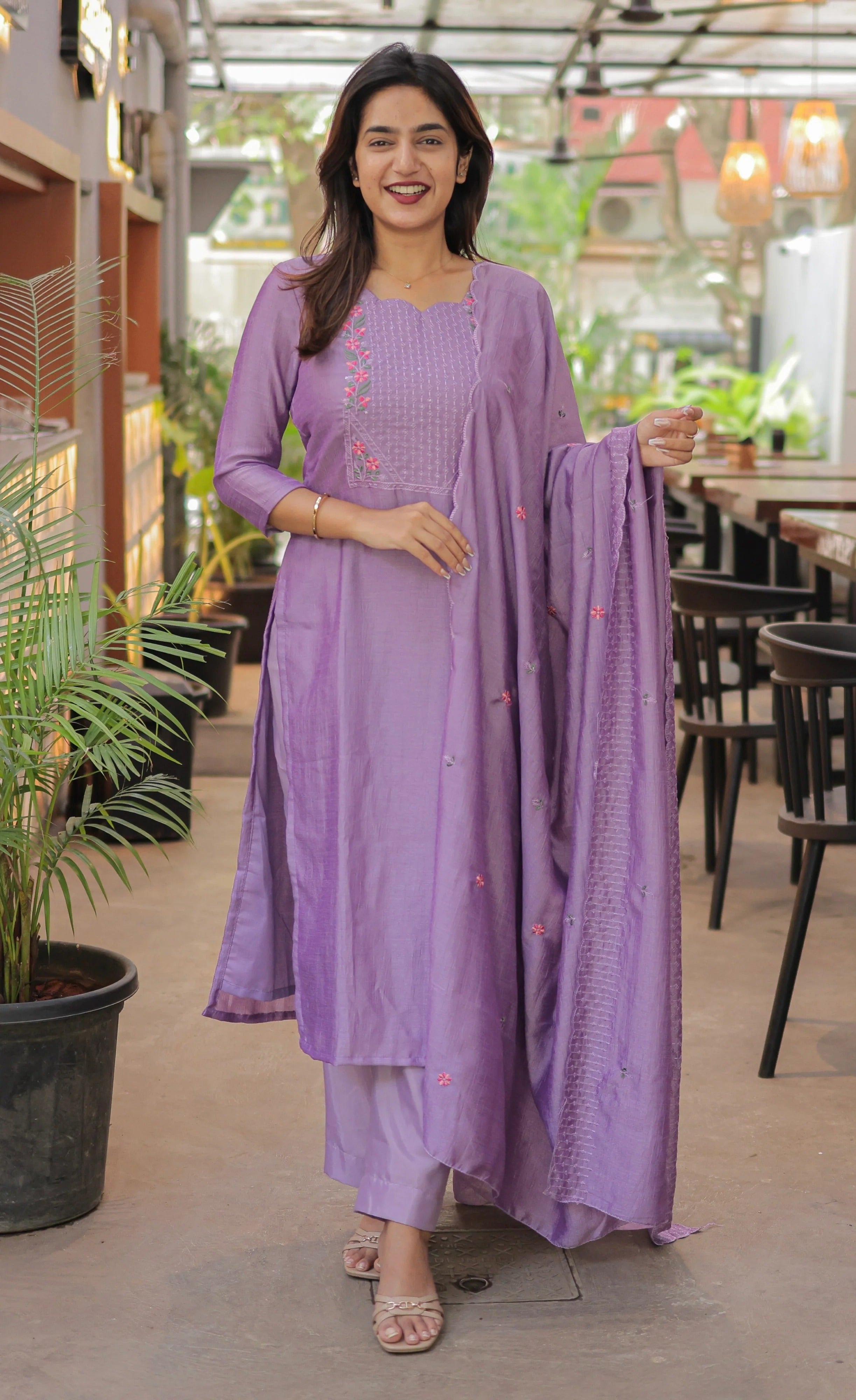 Nakashatra Embroidered Cotton Suit Set