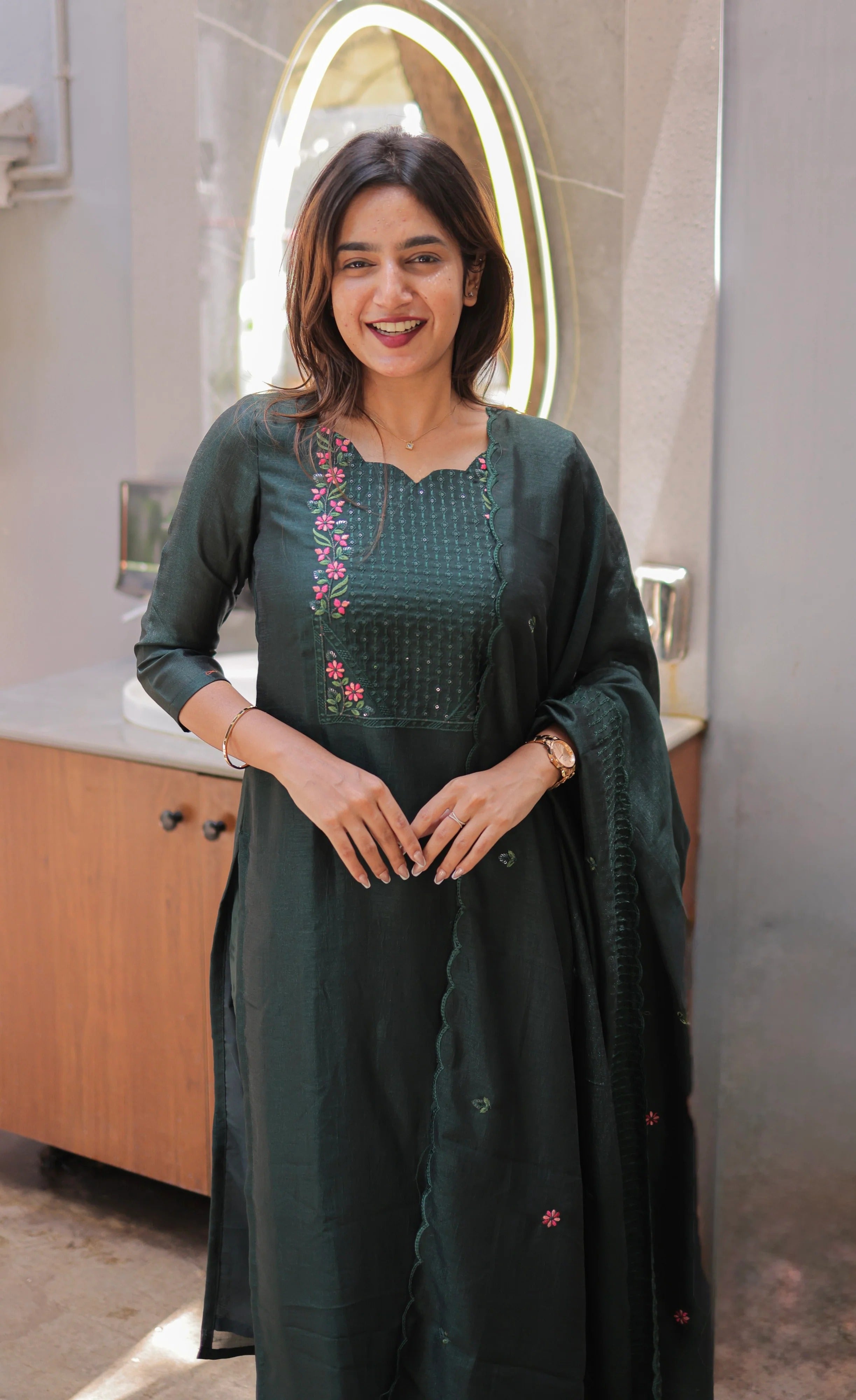 Nakashatra Embroidered Cotton Suit Set