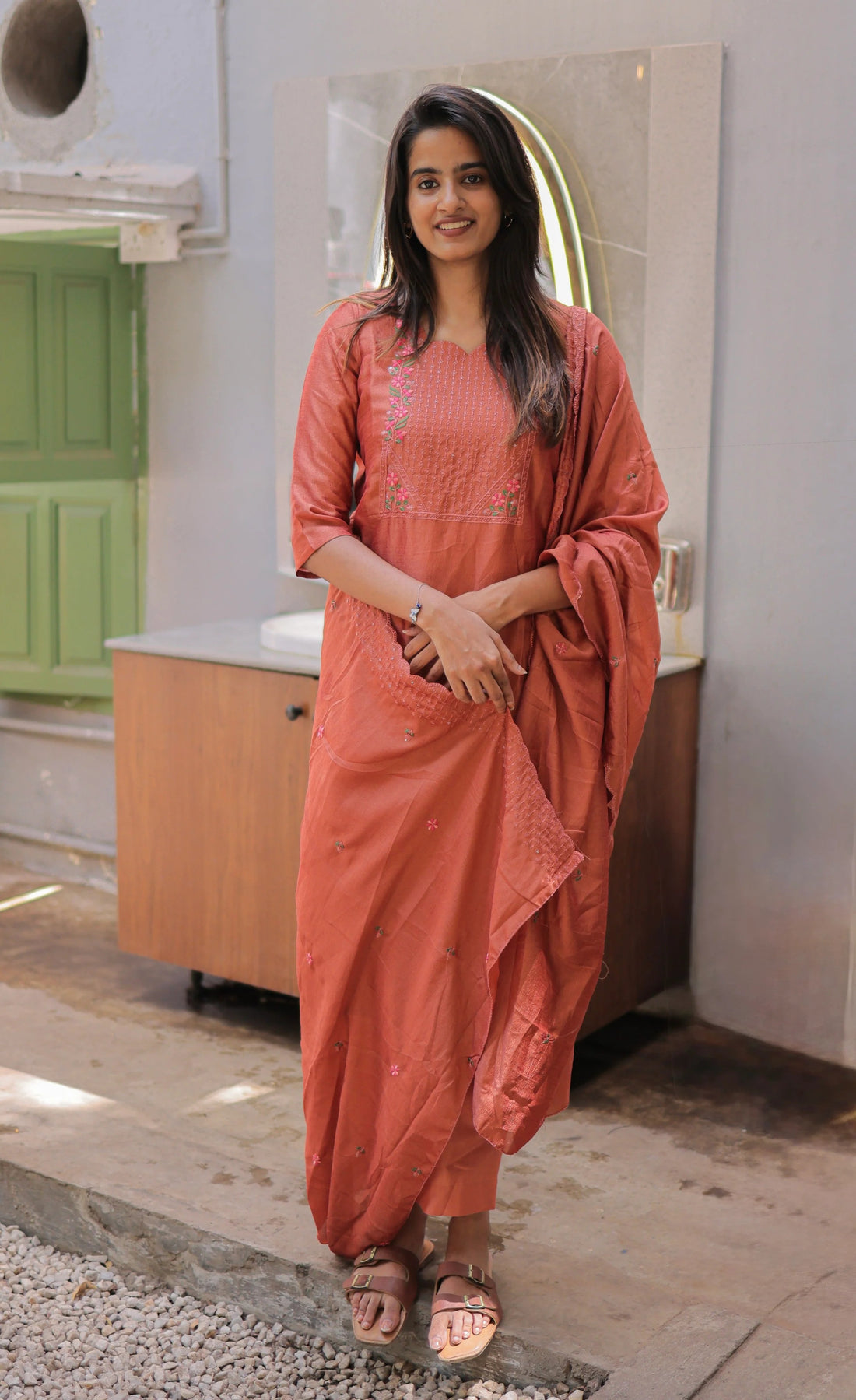 Nakashatra Embroidered Cotton Suit Set