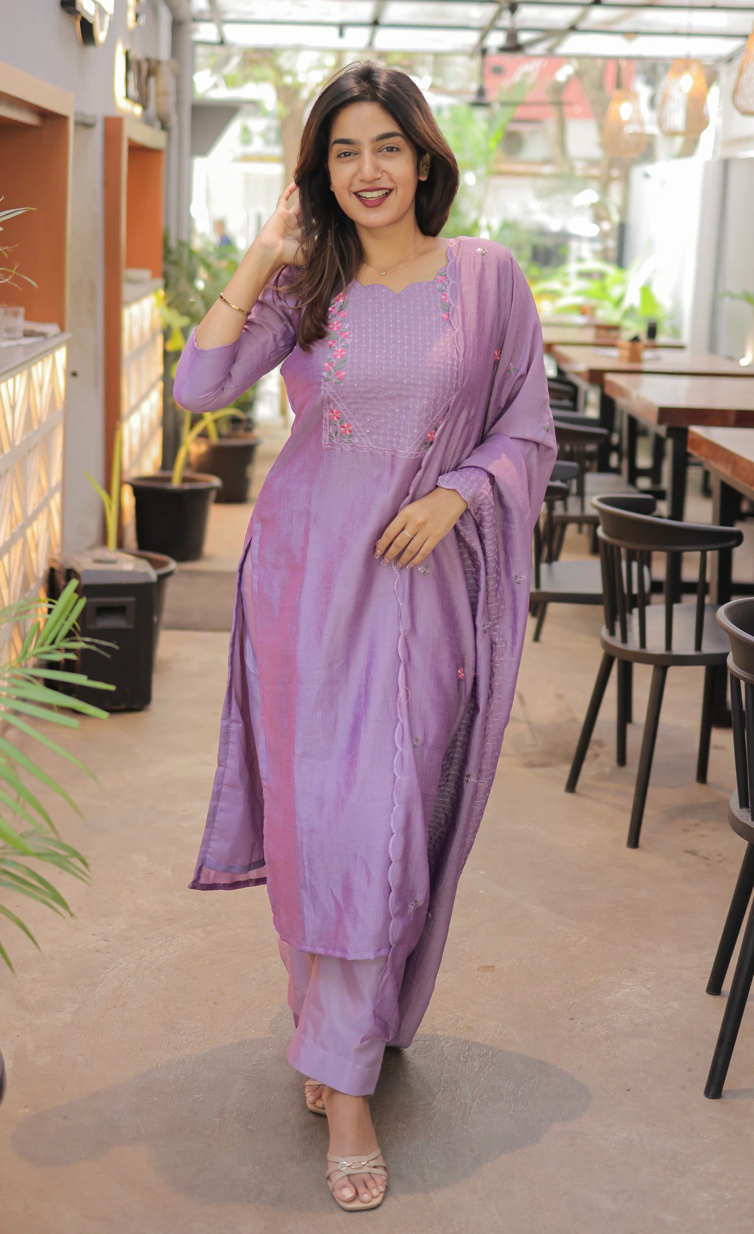 Nakashatra Embroidered Cotton Suit Set