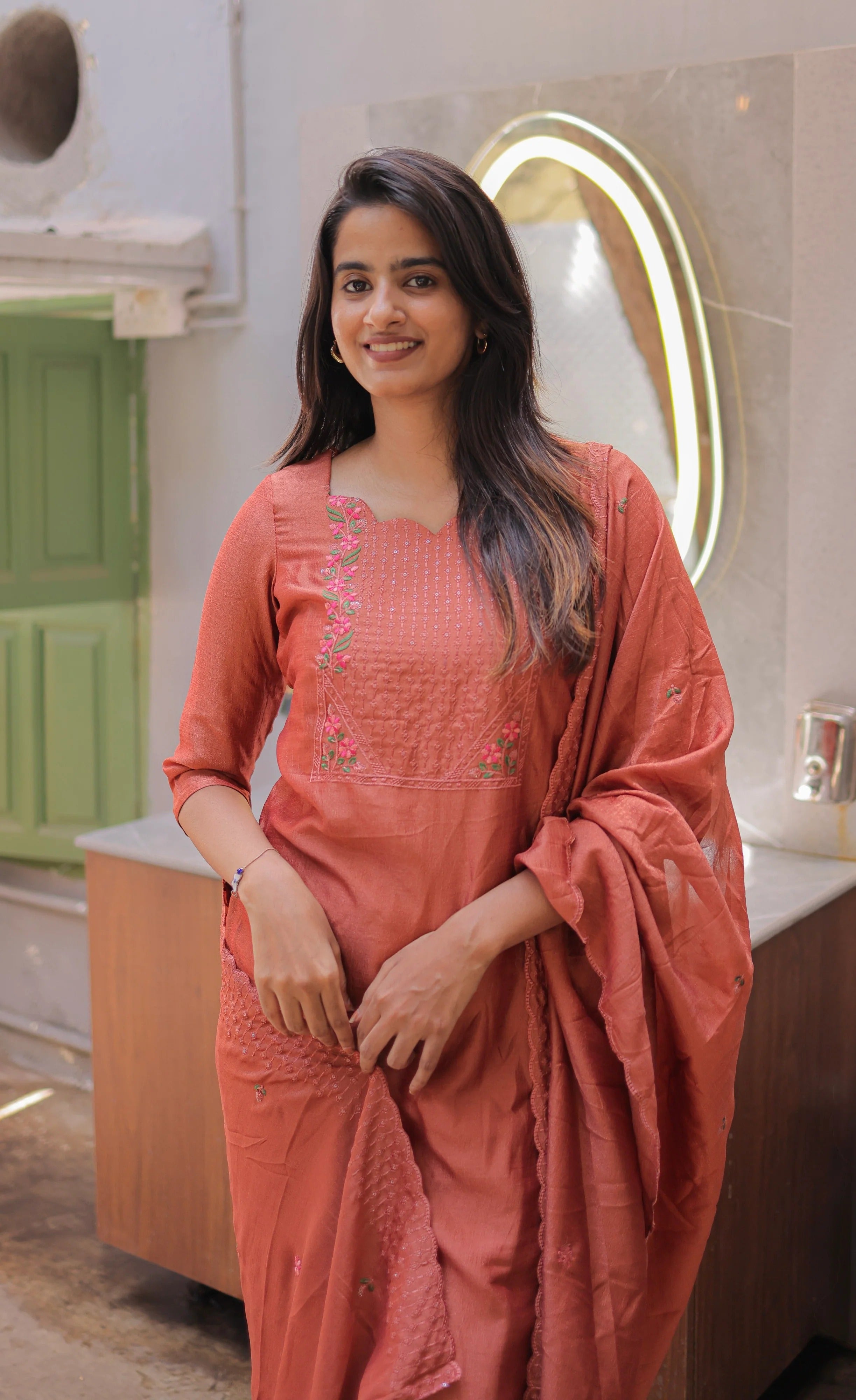 Nakashatra Embroidered Cotton Suit Set