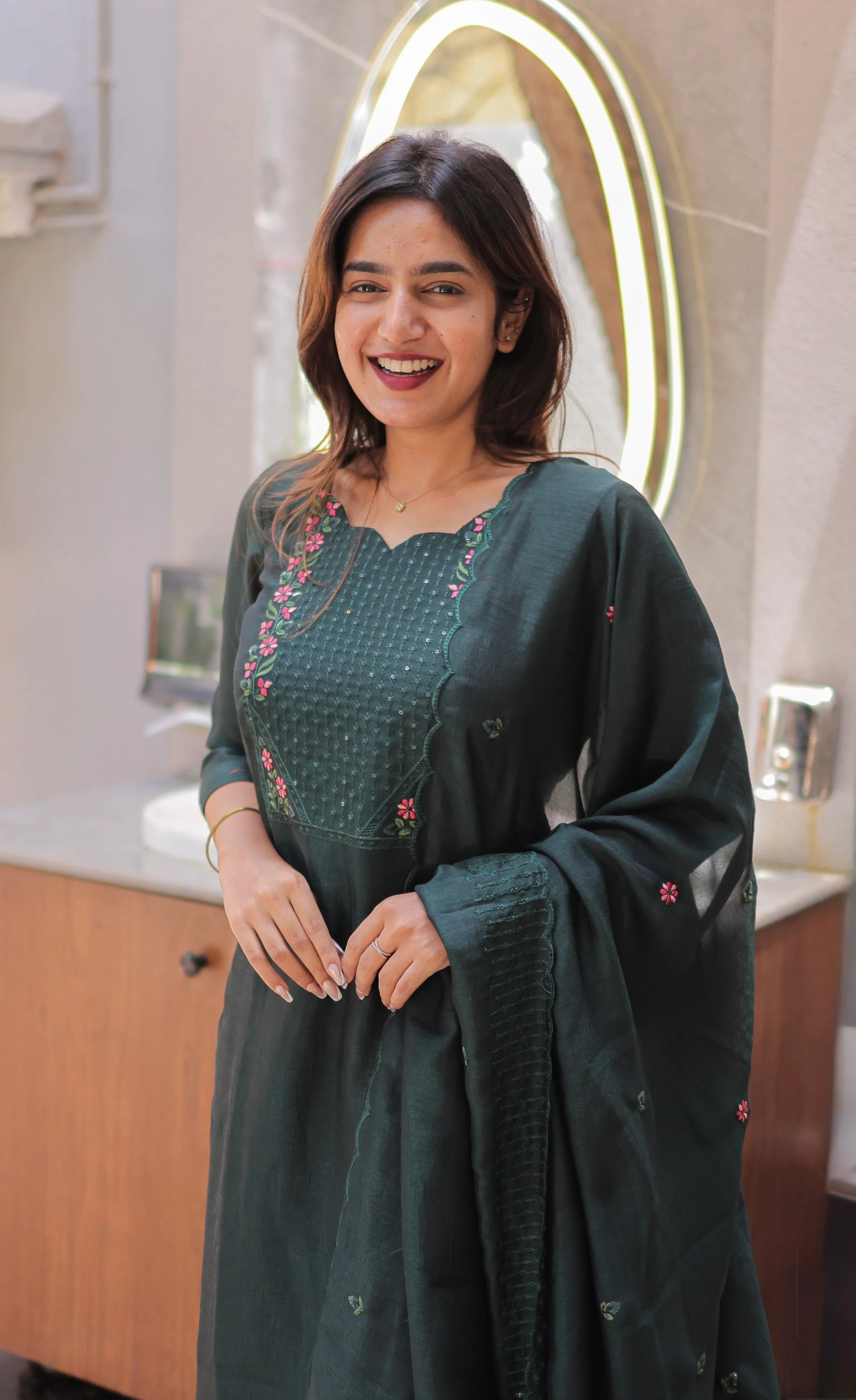 Nakashatra Embroidered Cotton Suit Set