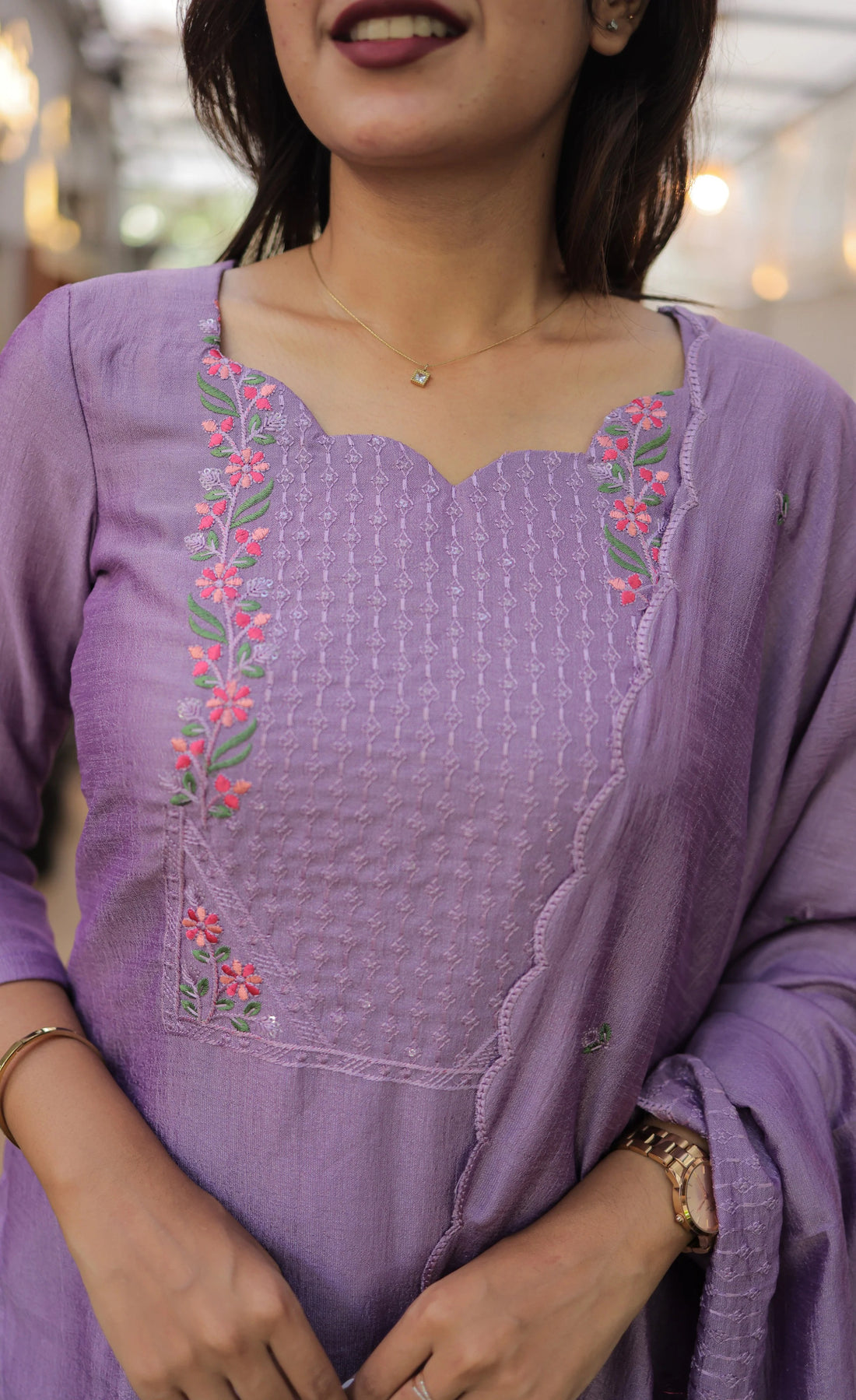 Nakashatra Embroidered Cotton Suit Set