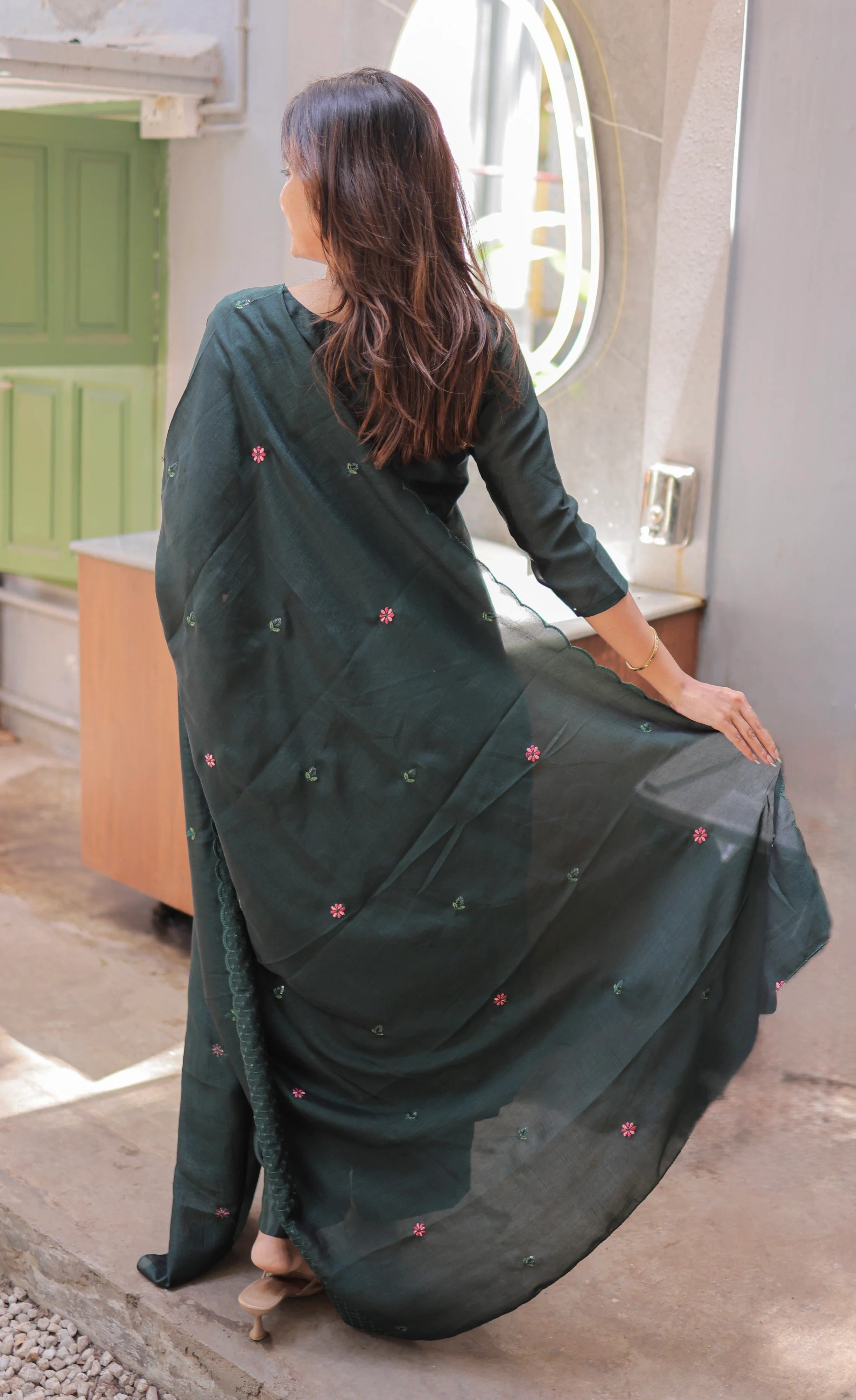 Nakashatra Embroidered Cotton Suit Set