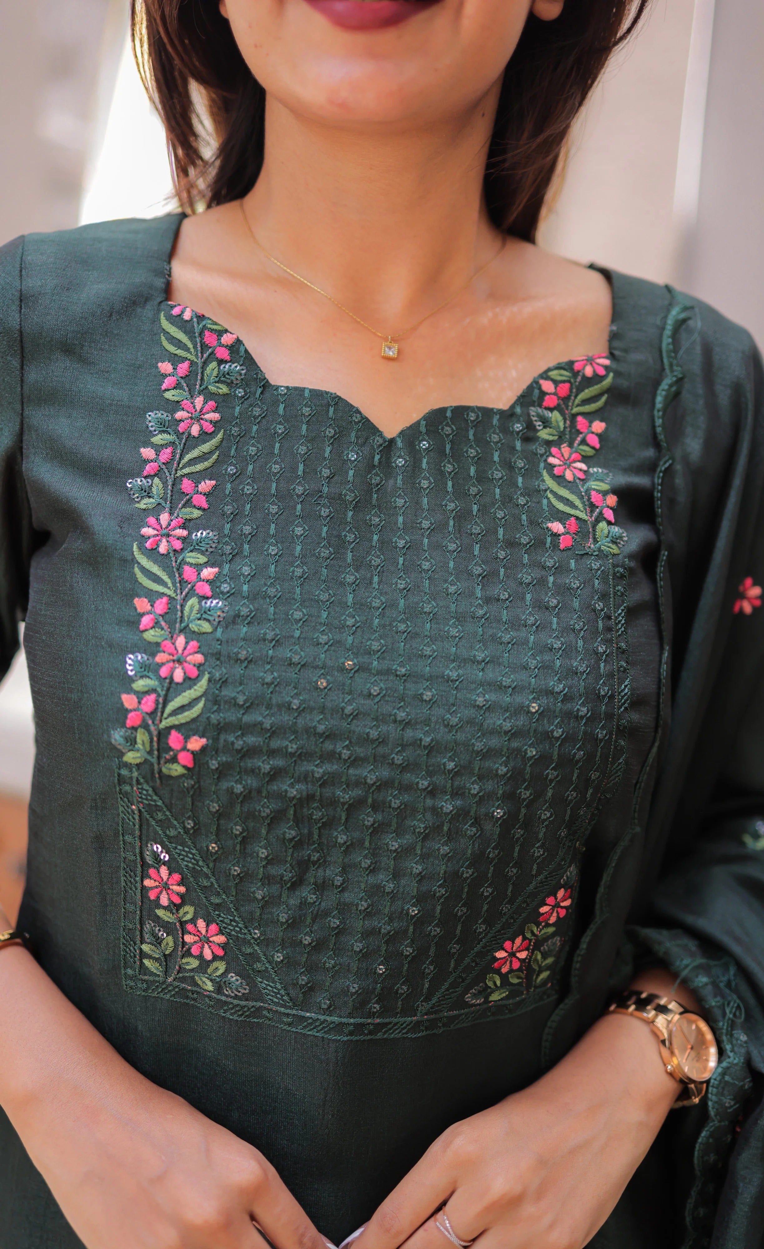 Nakashatra Embroidered Cotton Suit Set