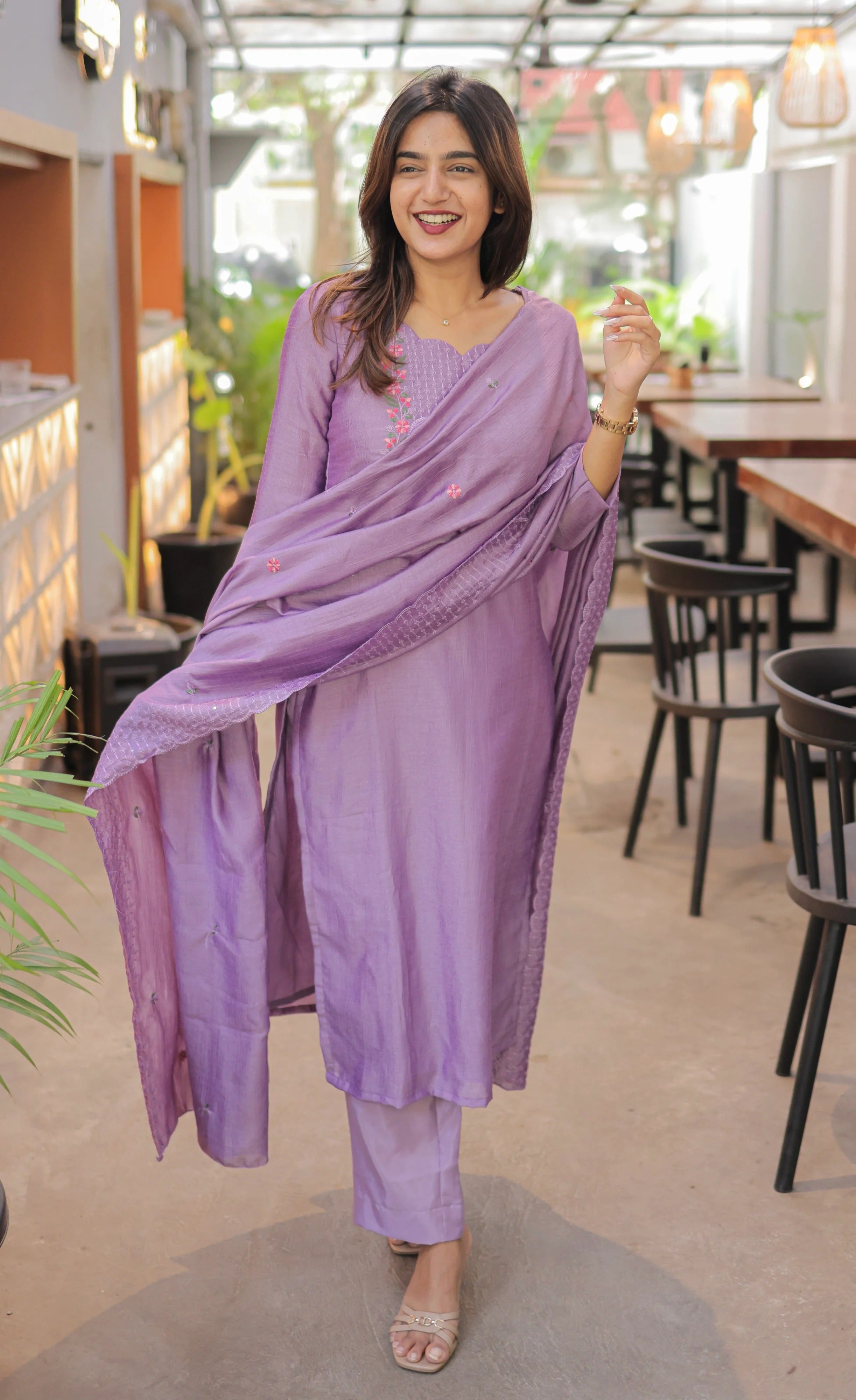 Nakashatra Embroidered Cotton Suit Set