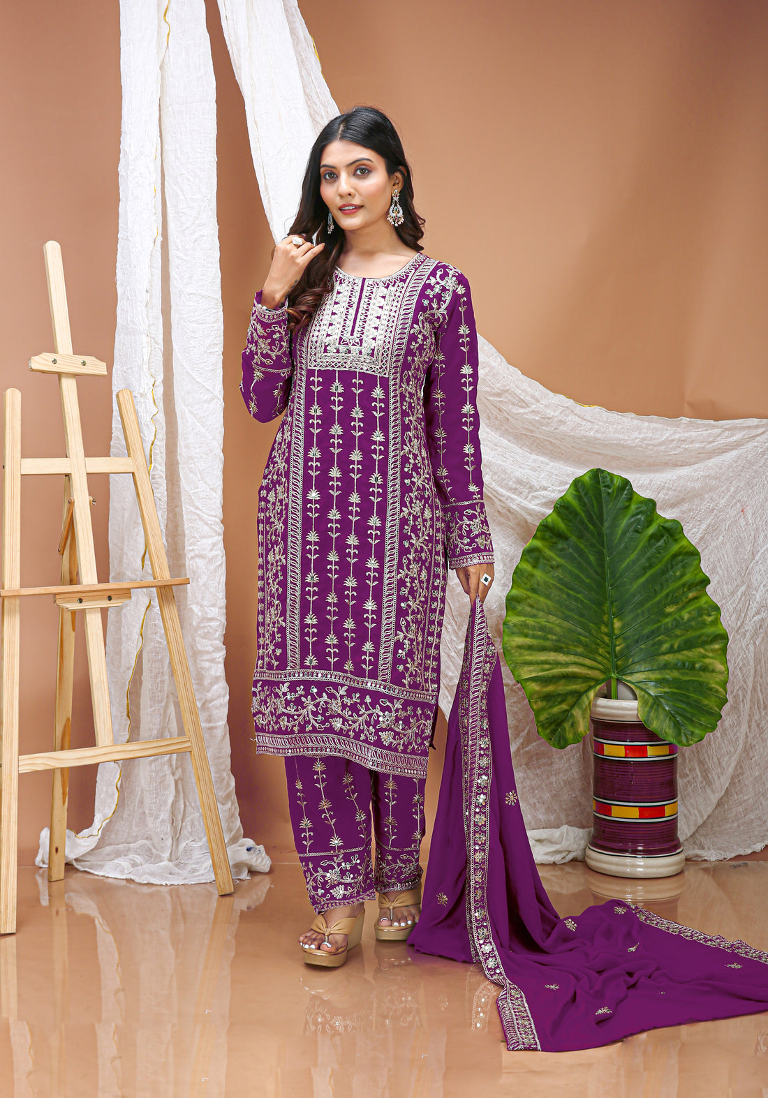 Embroidered Fox Georgette Suit Set