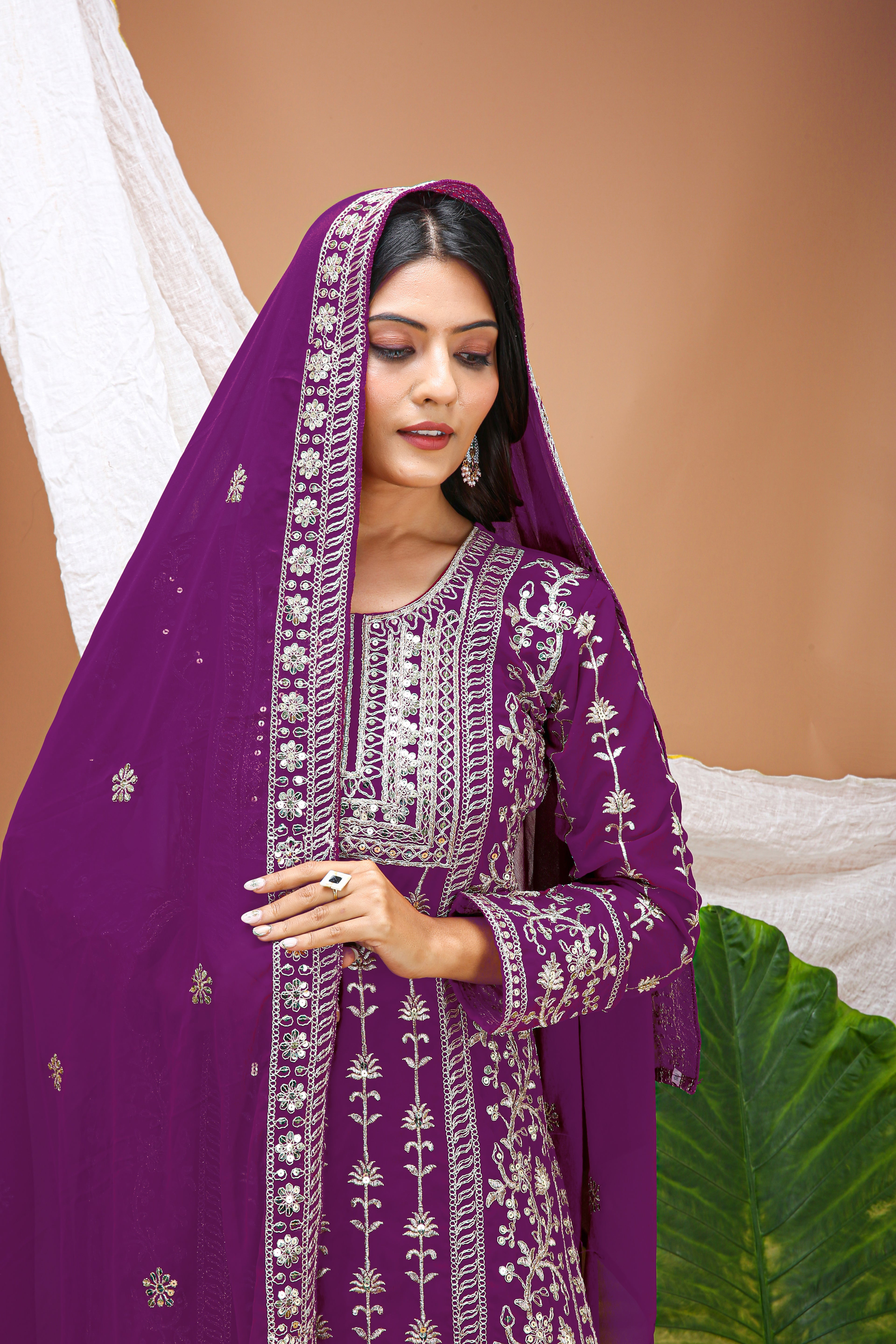 Embroidered Fox Georgette Suit Set